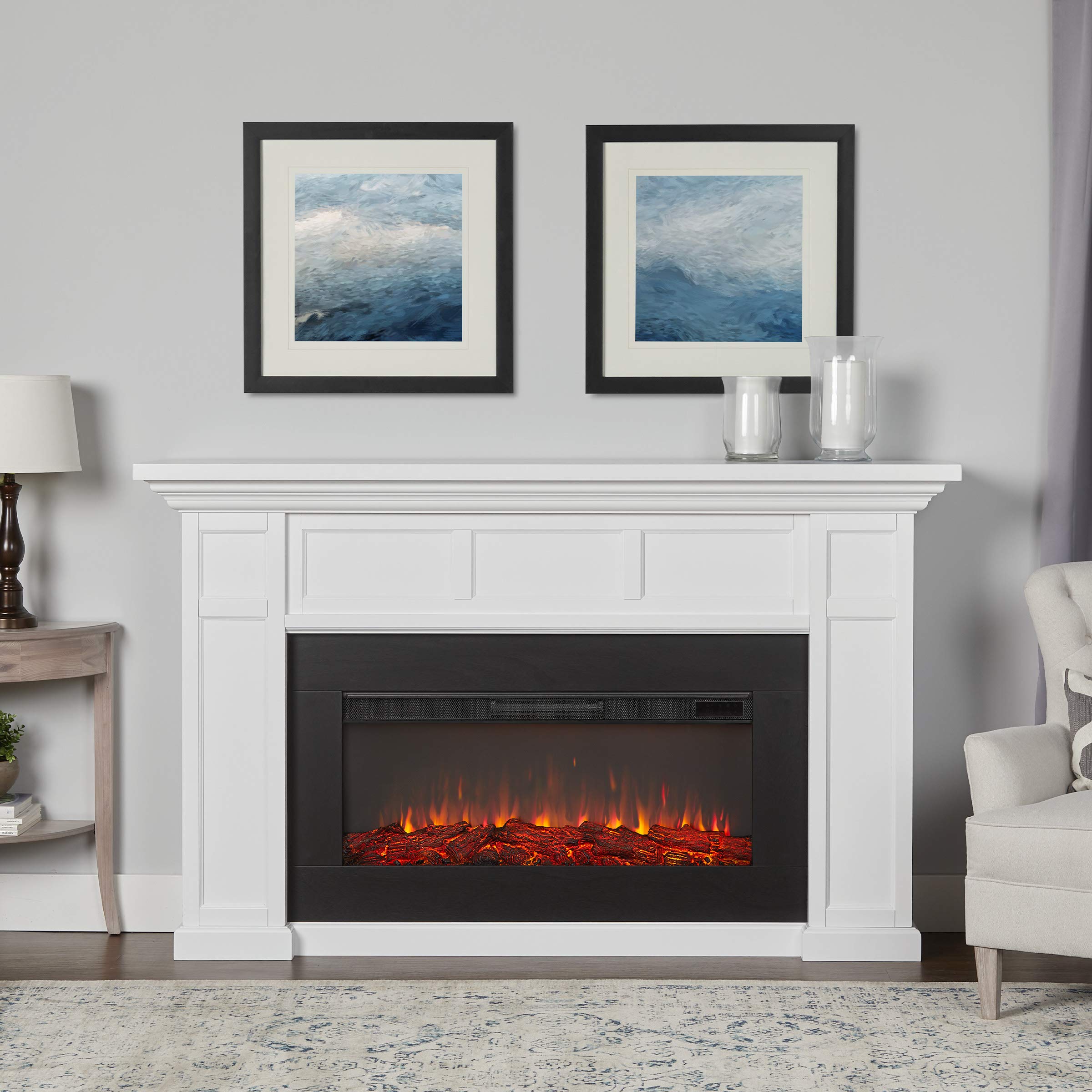 Amazon.com: Real Flame White Alcott Landscape Electric Fireplace : Home u0026  Kitchen
