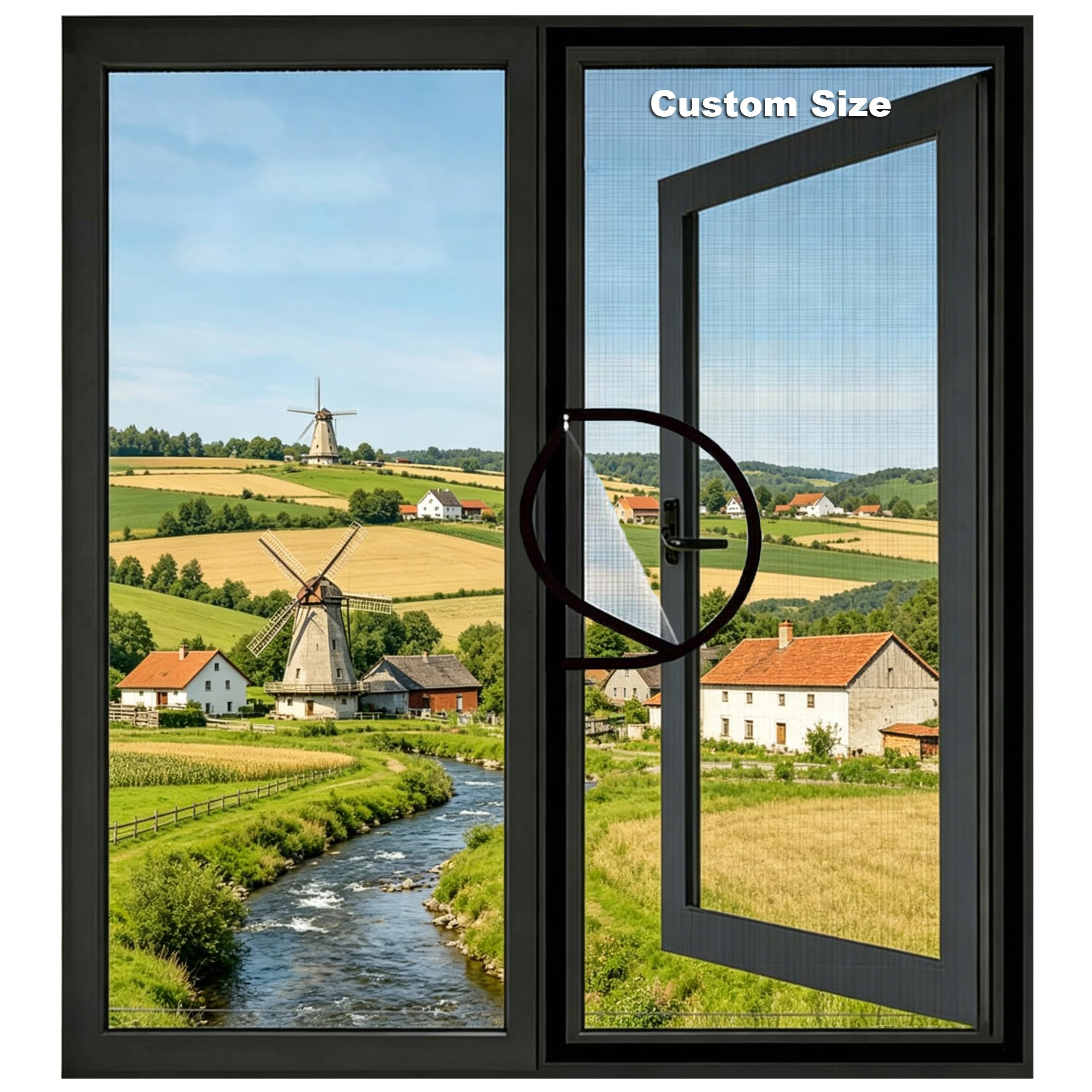 Fly Screens for Windows, Durable Fiberglass Insect Mesh, Anti-Mosquito Insect Fly Screen, Self-Adhesive Netting with Zipper, Cat Window Protection