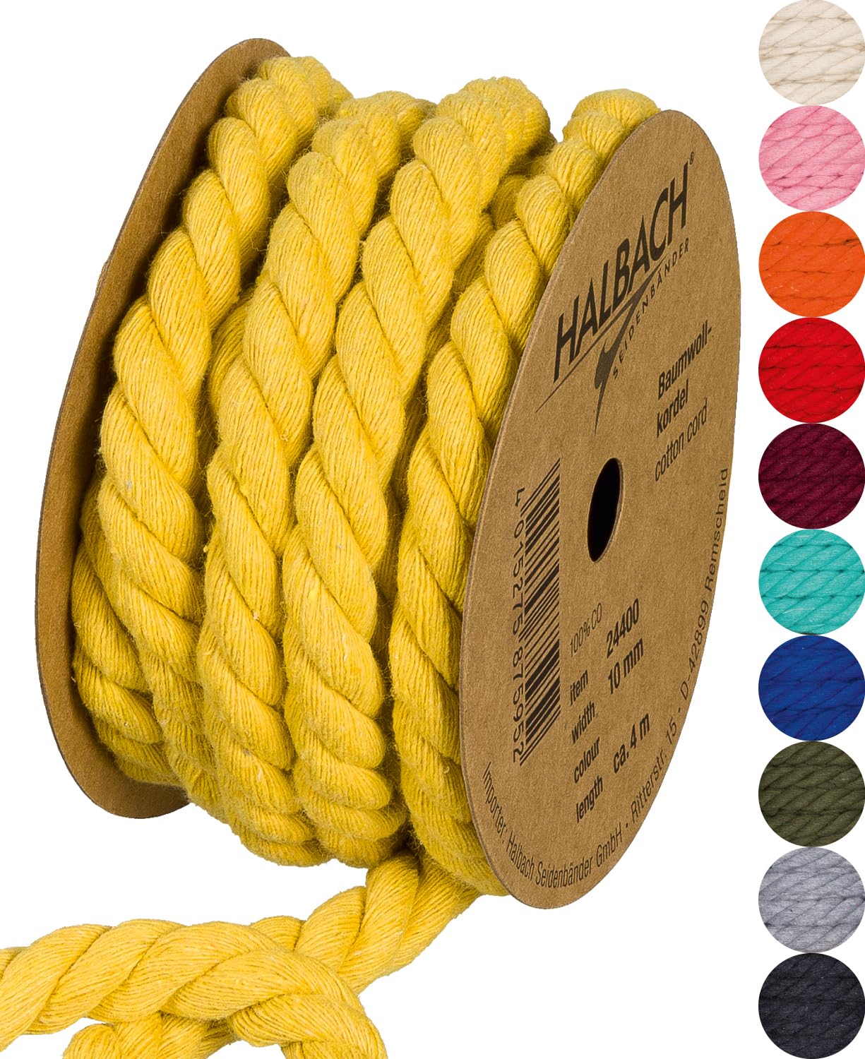 Halbach Seidenbänder Recycled Cotton Cord, Width: 10 mm/Length 4 Metres