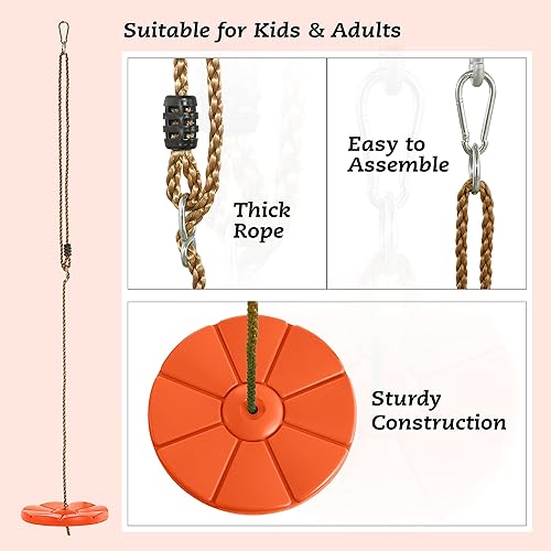 Miniatura 9 de Machrus Swingan Cool Disc Swing con cuerda ajustable, totalmente montado, verde menta