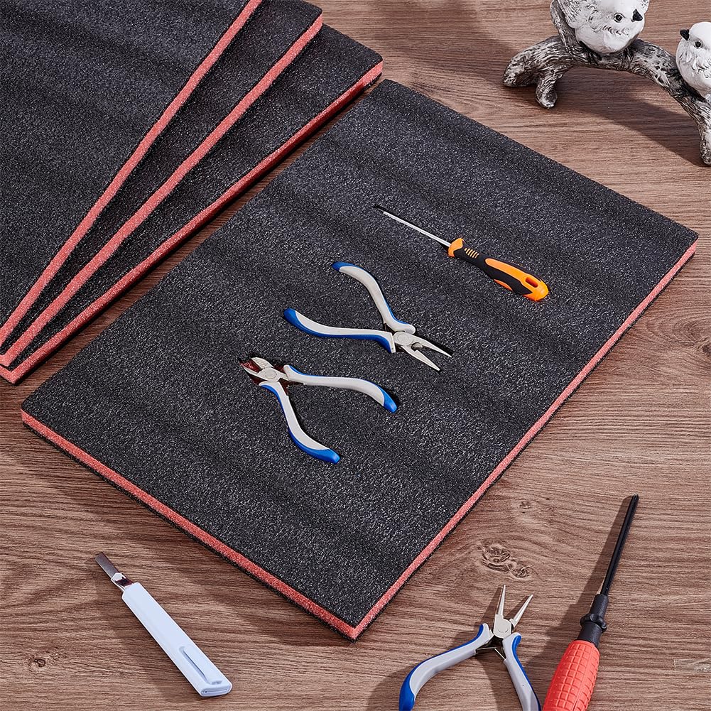NBEADS 6 pz Inserti In Squelliuma per Cassetta Degli Attrezzi, Fogli di Squelliuma Solida Rettangolari per Rivestimento di Cassette Degli Attrezzi per Cassettiere, 30x44cm, Nero