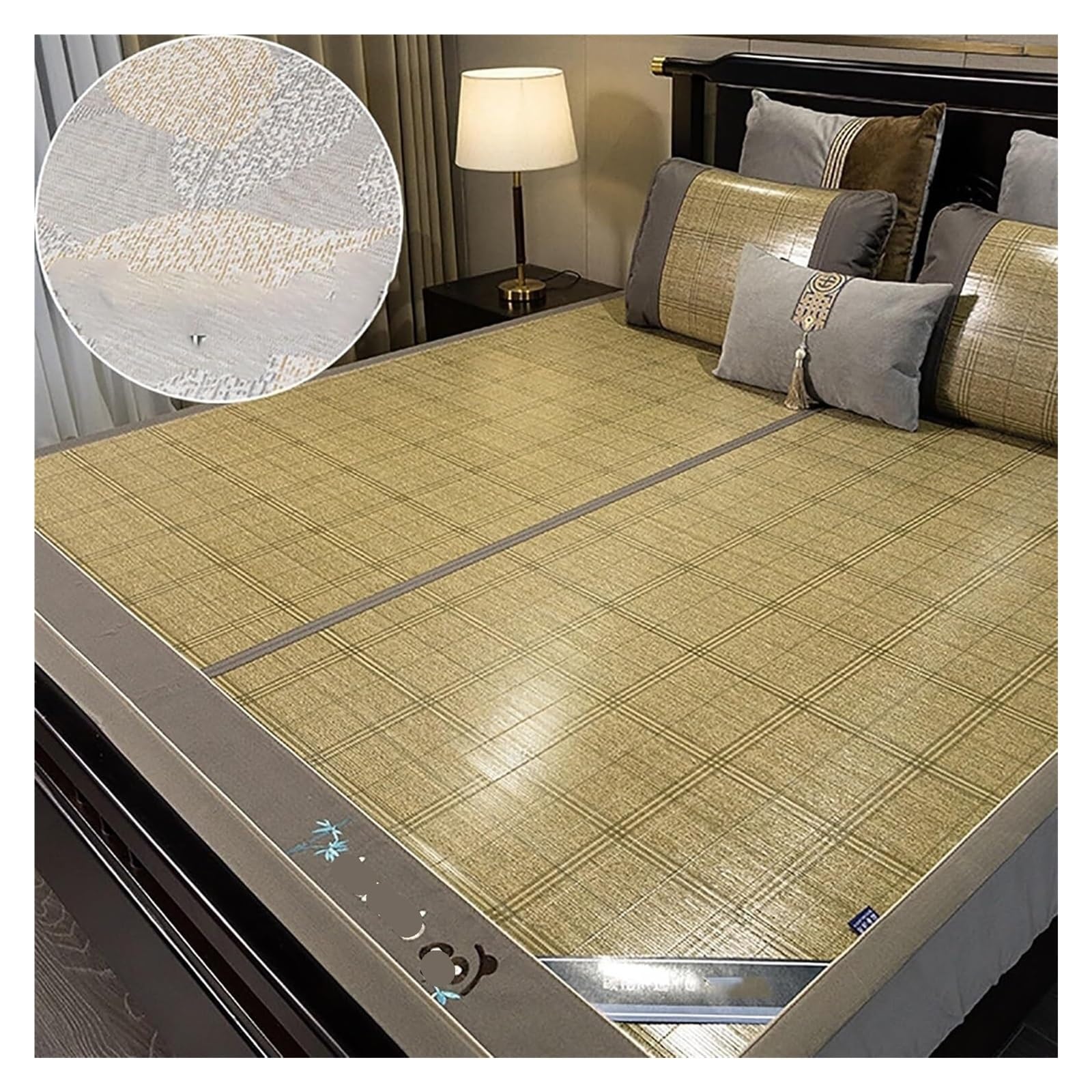 Bamboo Sleeping Mat, Foldable Bamboo Ice Silk Summer Mattress Topper Cooling Mat Green Multiple Sizes(1.8 * 2m/5.9 * 6.5FT)