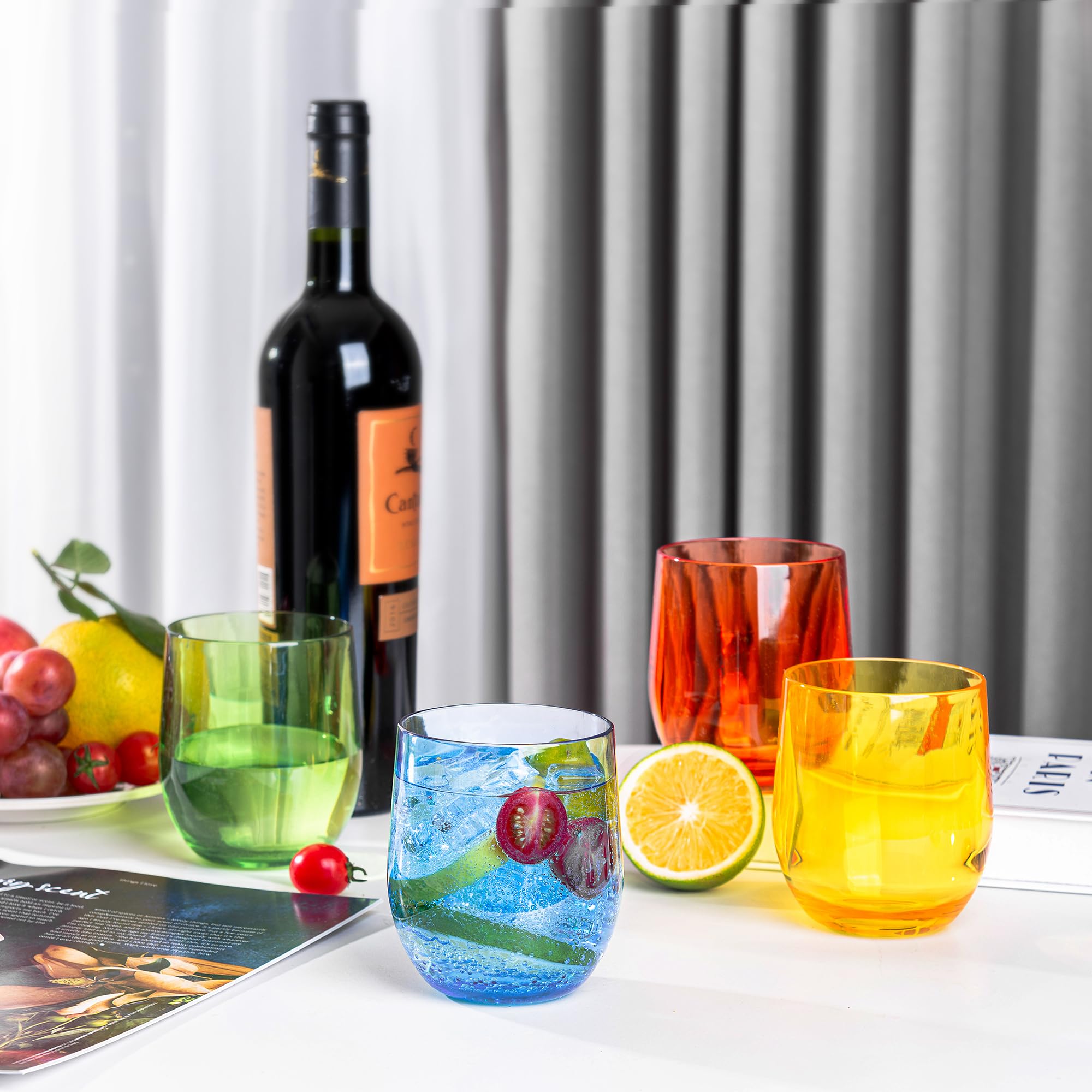 Amazon.com | ZAINCA 14-ounce Plastic Stemless Wine Glasses, All Purpose  Arcylic Glasses, set of 8 Clear Reusable Shatter-resistant Dishwasher Safe: Wine  Glasses
