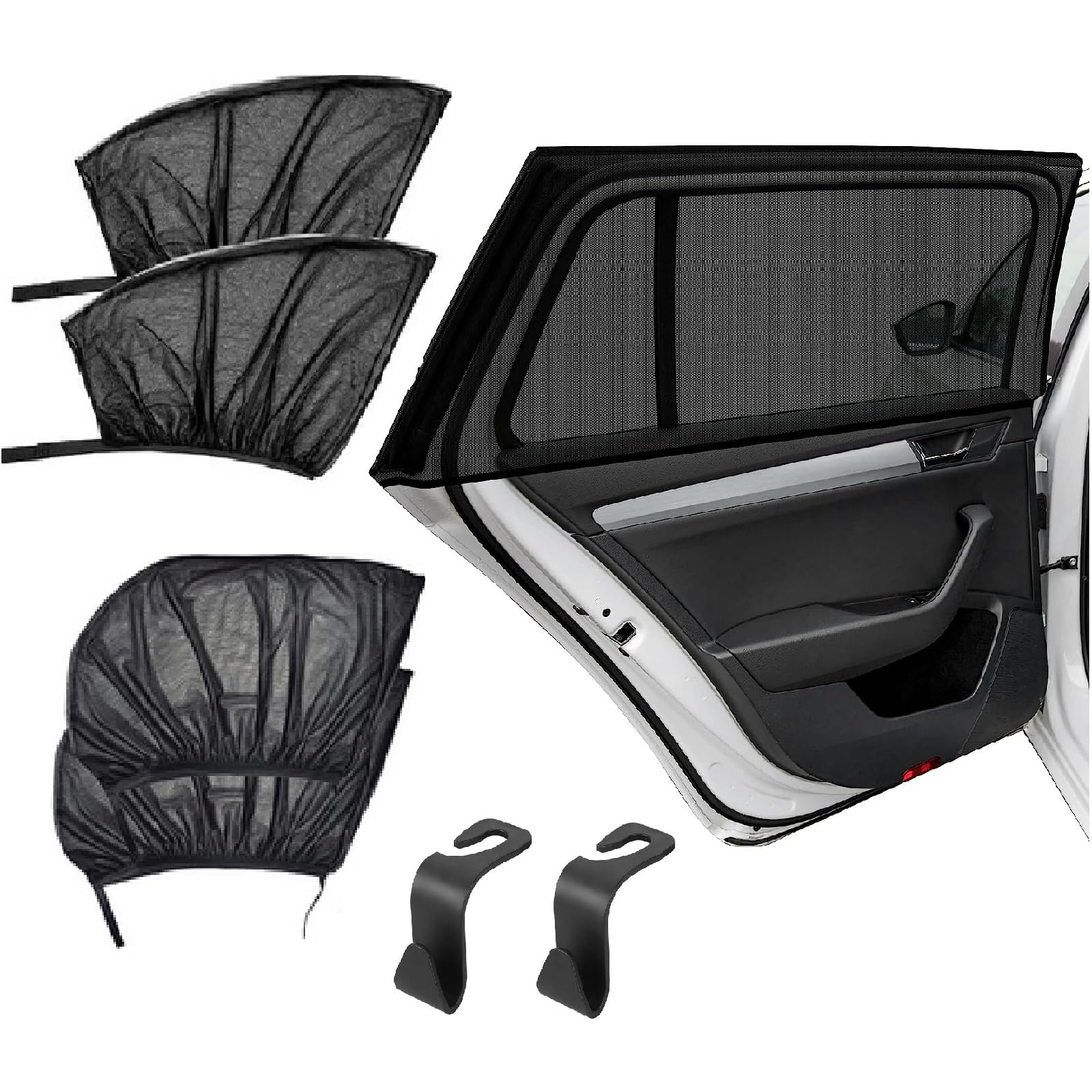 Parasol Coche Bebe, Cortinas Laterales para Ventana de Coche, Parasol Trasero para Coche,4PCS Mosquitera Ventana Coche Parasol Coche Infantil Lateral Tapa Sol Coche Bebe