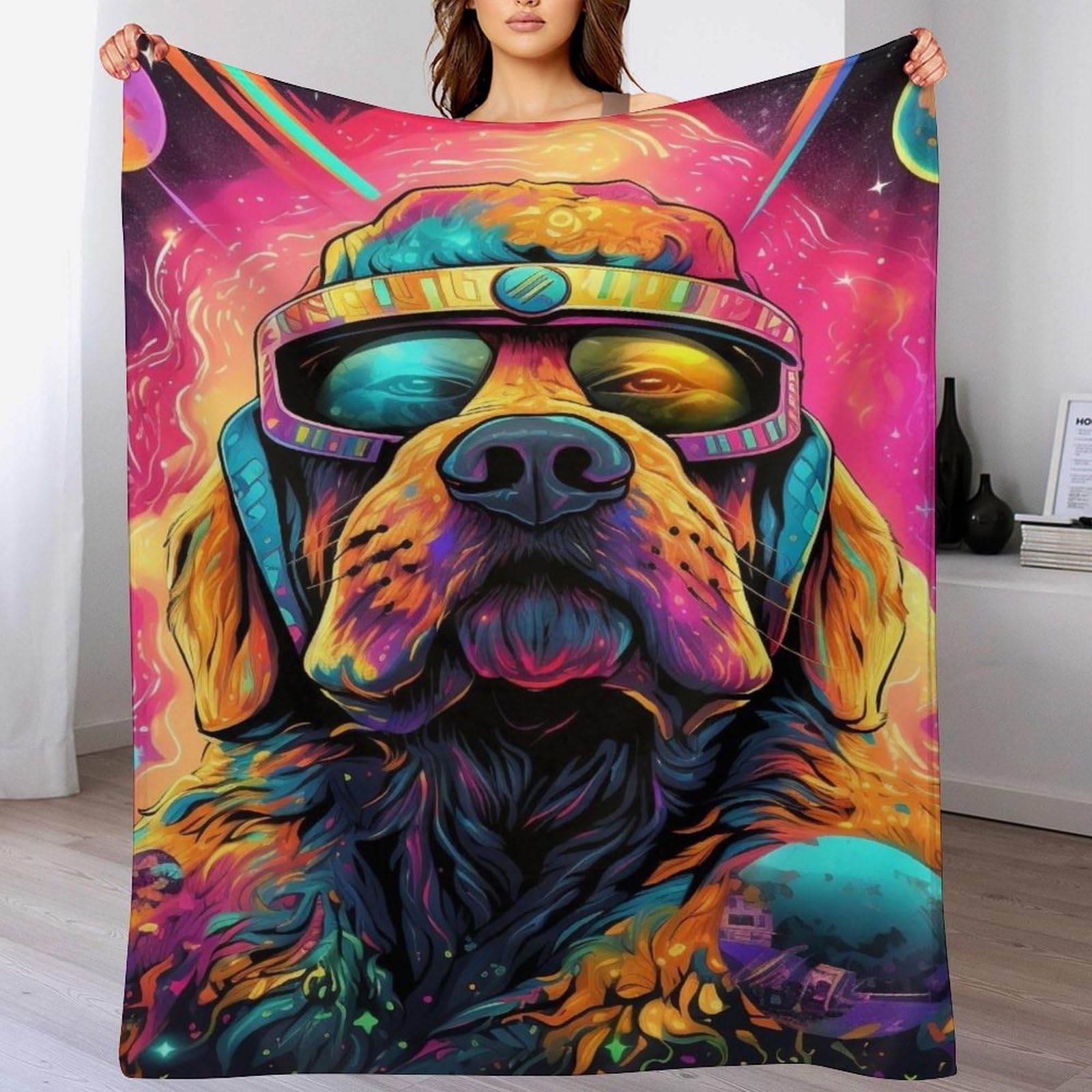 Couverture chien en flannel plaid polaire chaude pour lit canapé chambre bébé
