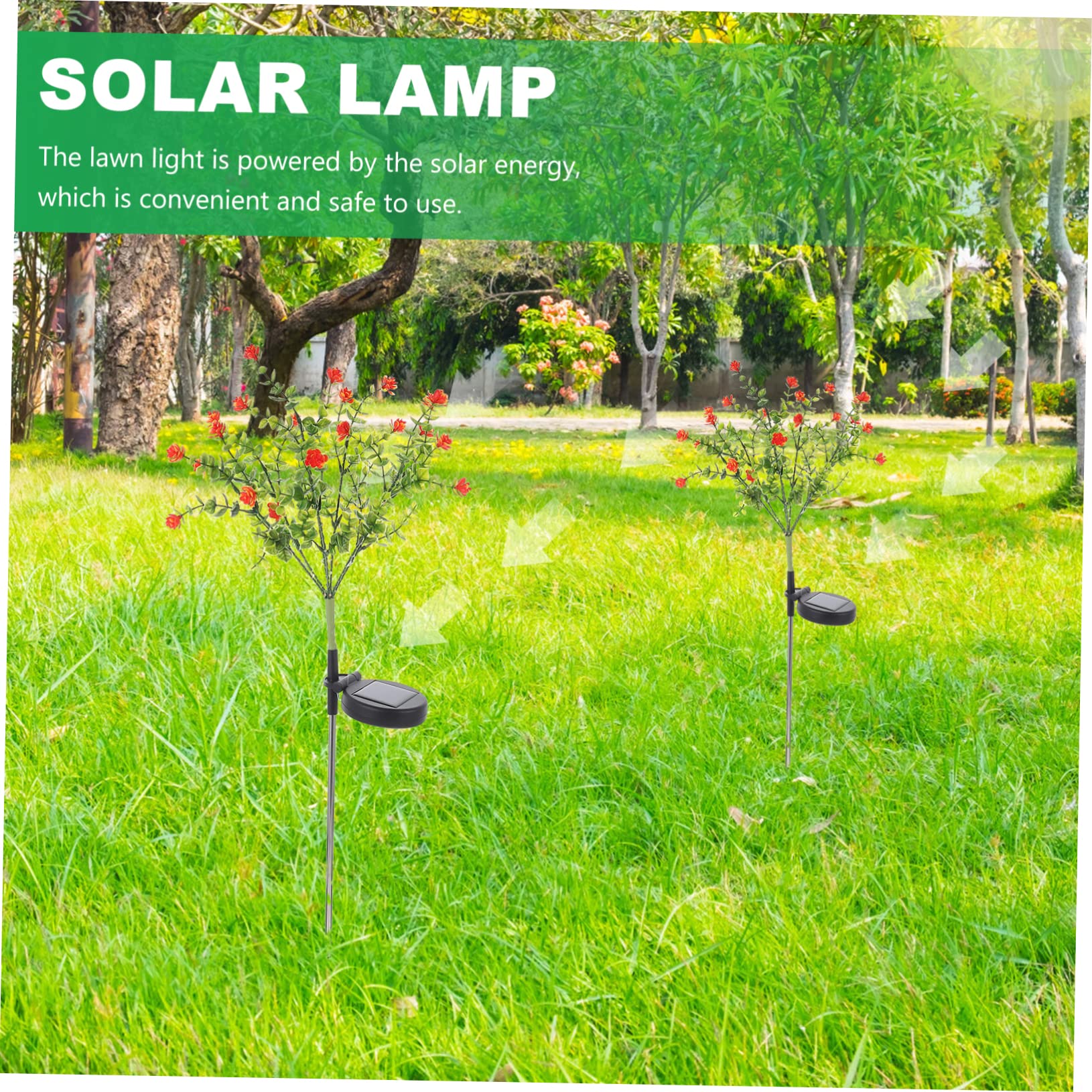 TINEASUR Solar Ground Inserting Lamp Flower Lawn Light Solar Energy Patio Outdoor Lights Realistic Flower Appearance