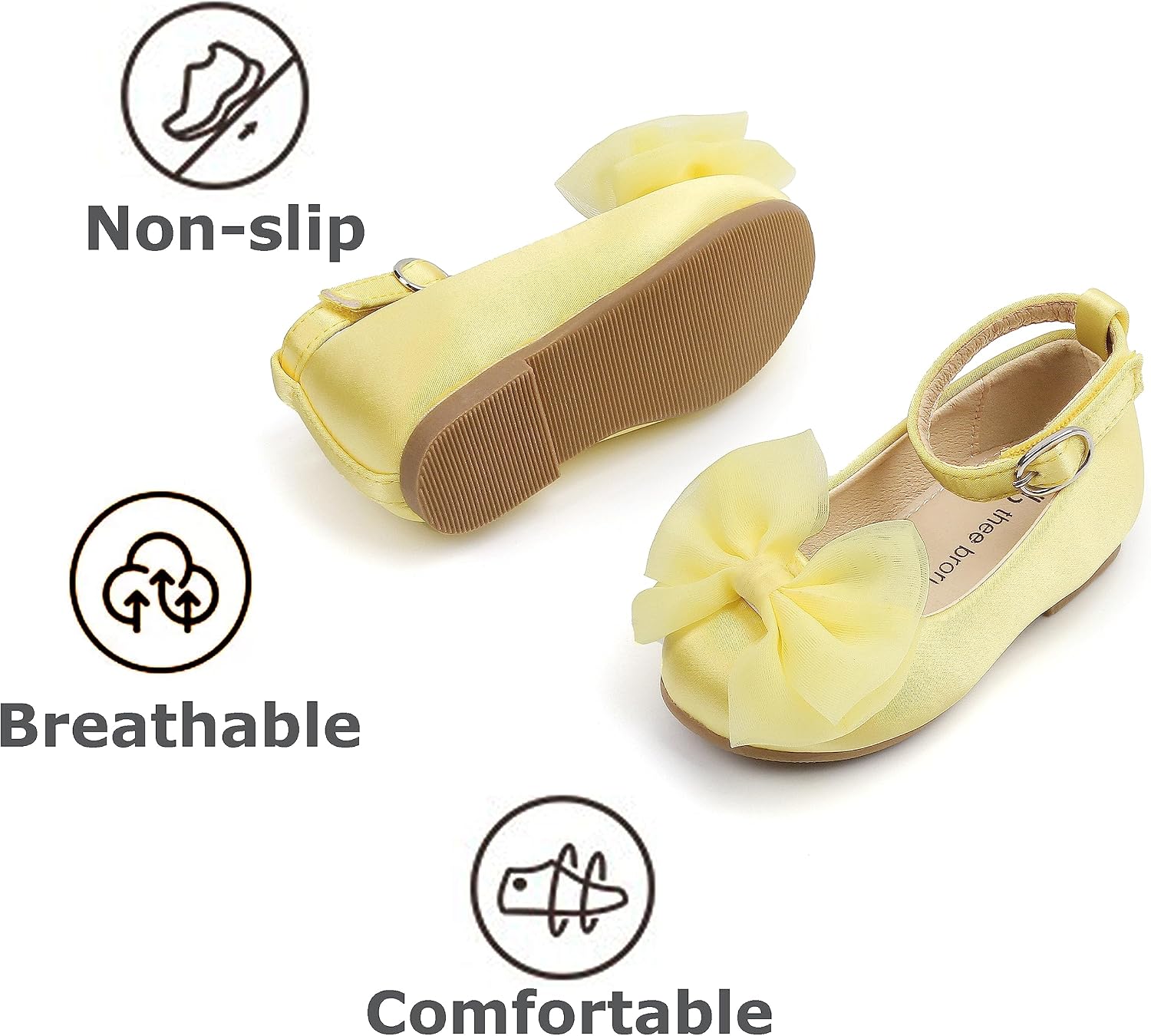 THEE BRON Girls Mary Jane Ballet Flats with Bow Toddler Dress Shoes for Party Wedding