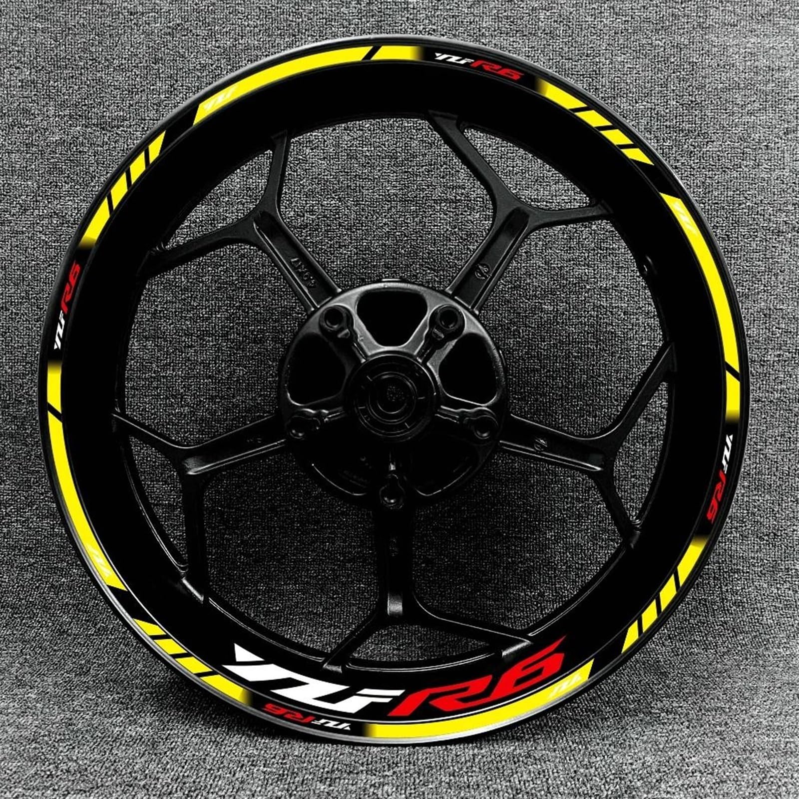 Motorcycle Reflective Wheel Rim Stripe Sticker Front Rear Full Set Decal for Yamaha YZF-R6 Decorative(Color11)