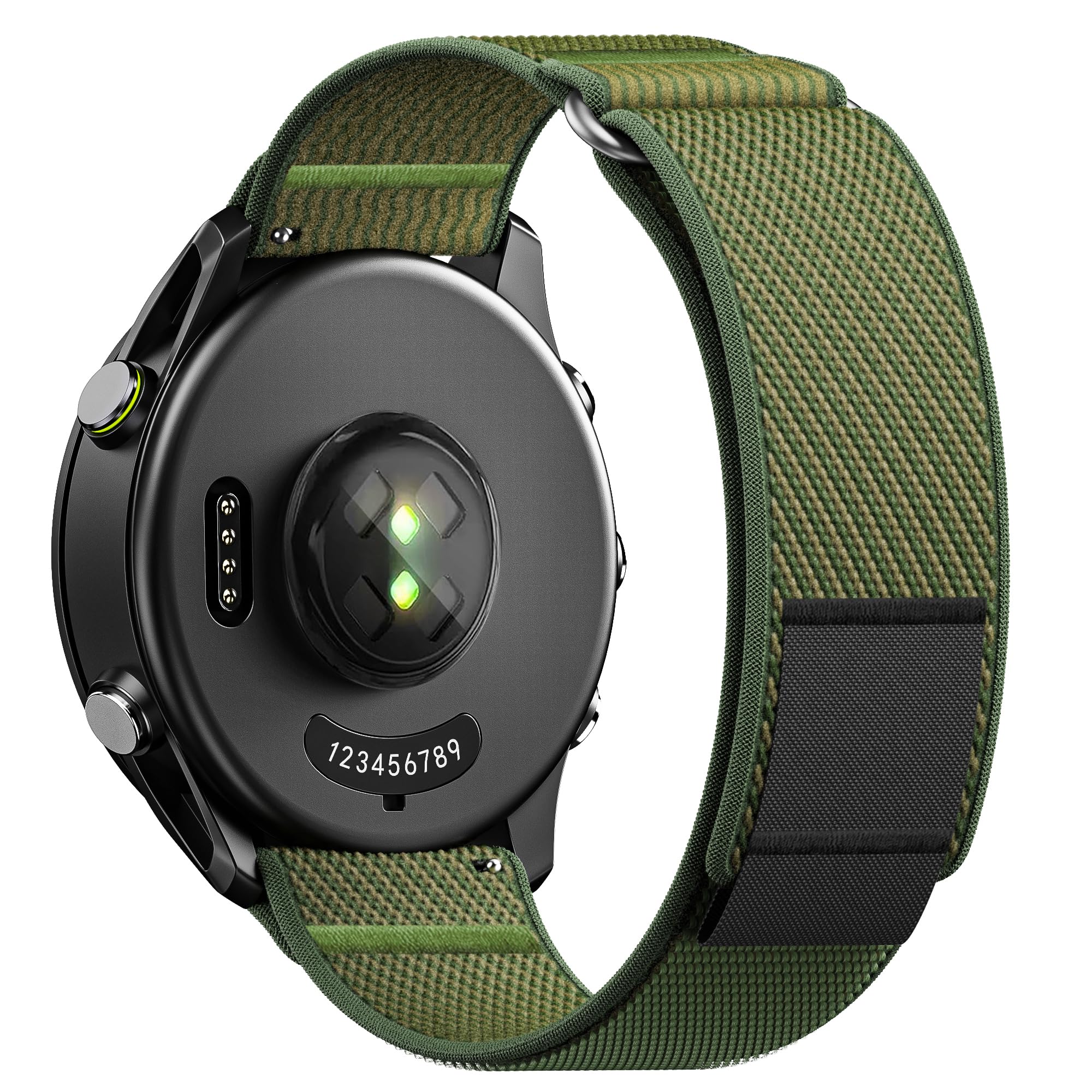 ANCOOL Nylon Watch Band Compatible with Garmin Venu 3/Venu 4 45mm/Venu 2/Forerunner 265/255/Vivoactive 4, 22mm Quick Release Watch Band for Galaxy Watch 46mm/3 45mm for Men(Army Green/Brown, L)