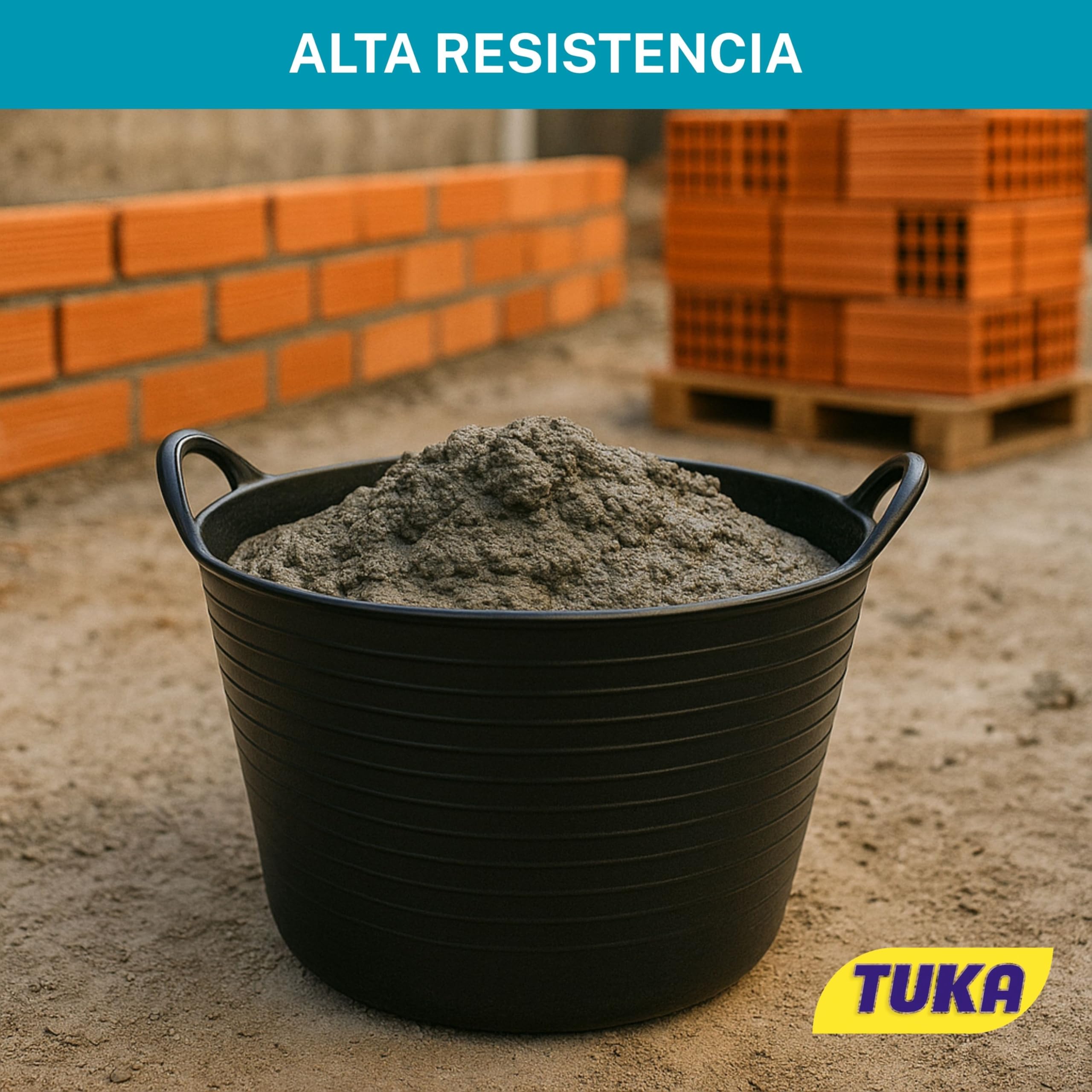 TUKA Pack de 2 Capazos de Plástico 42L Negro Profesional Resistente Multiusos