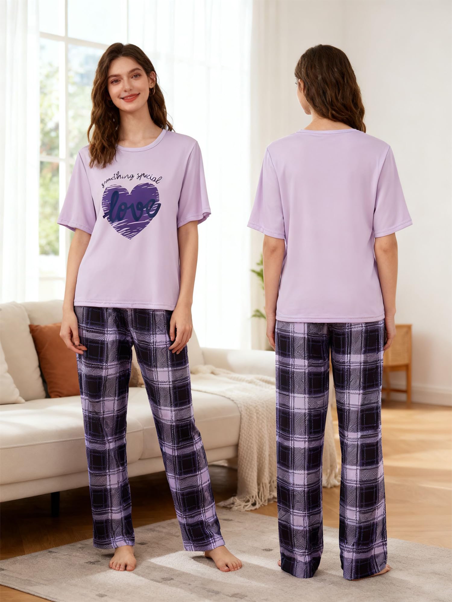 Women’s Pajamas Set Long Sleeve Button Down Pjs Sets 2 Piece Loungewear Cartoon Sleepwear Soft Sleepwear for Home