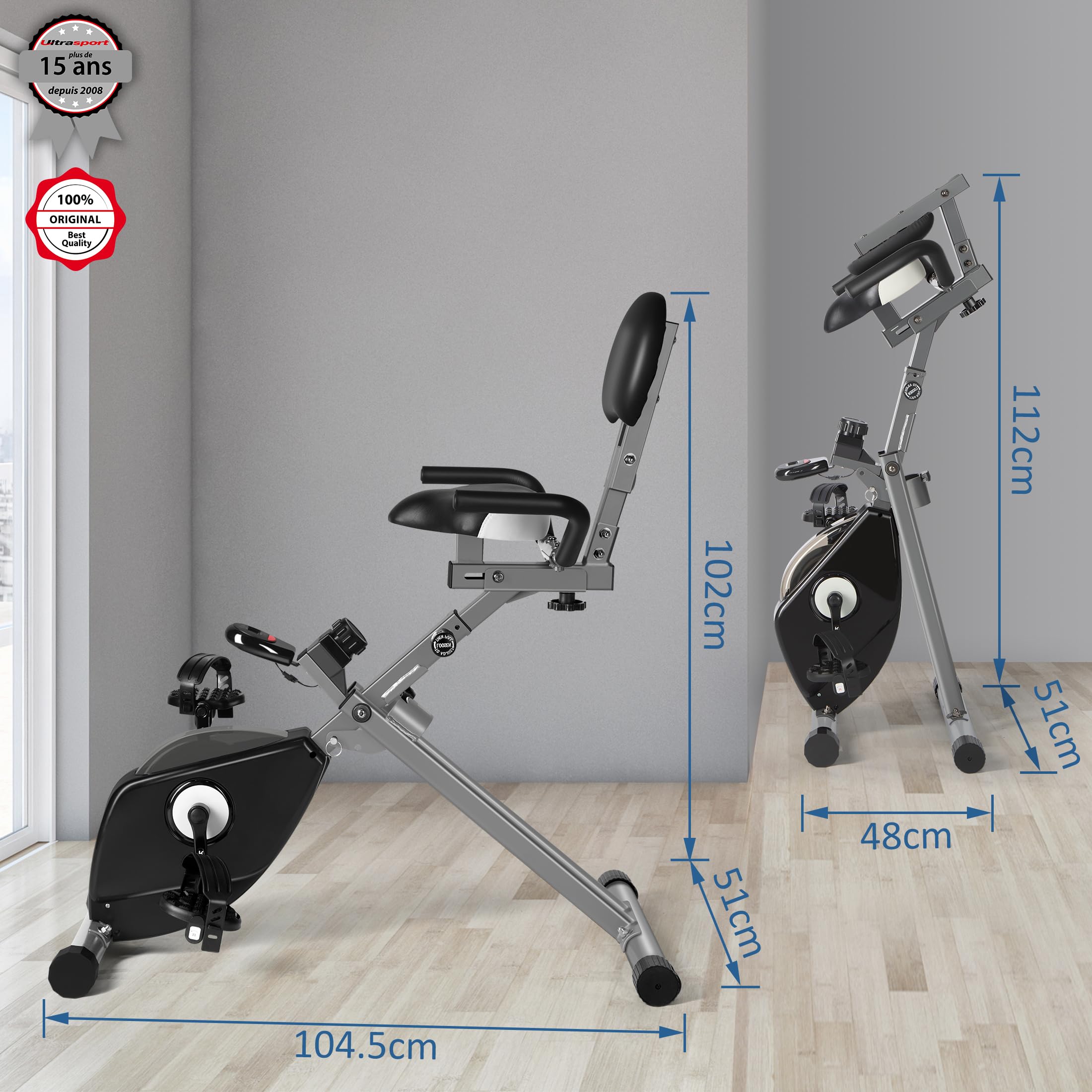 Ultrasport Senior Fitness, Vitality Trainer, Senior F-Bike, Mini Cross Trainer, Recumbent Exercise Bike, Foldable