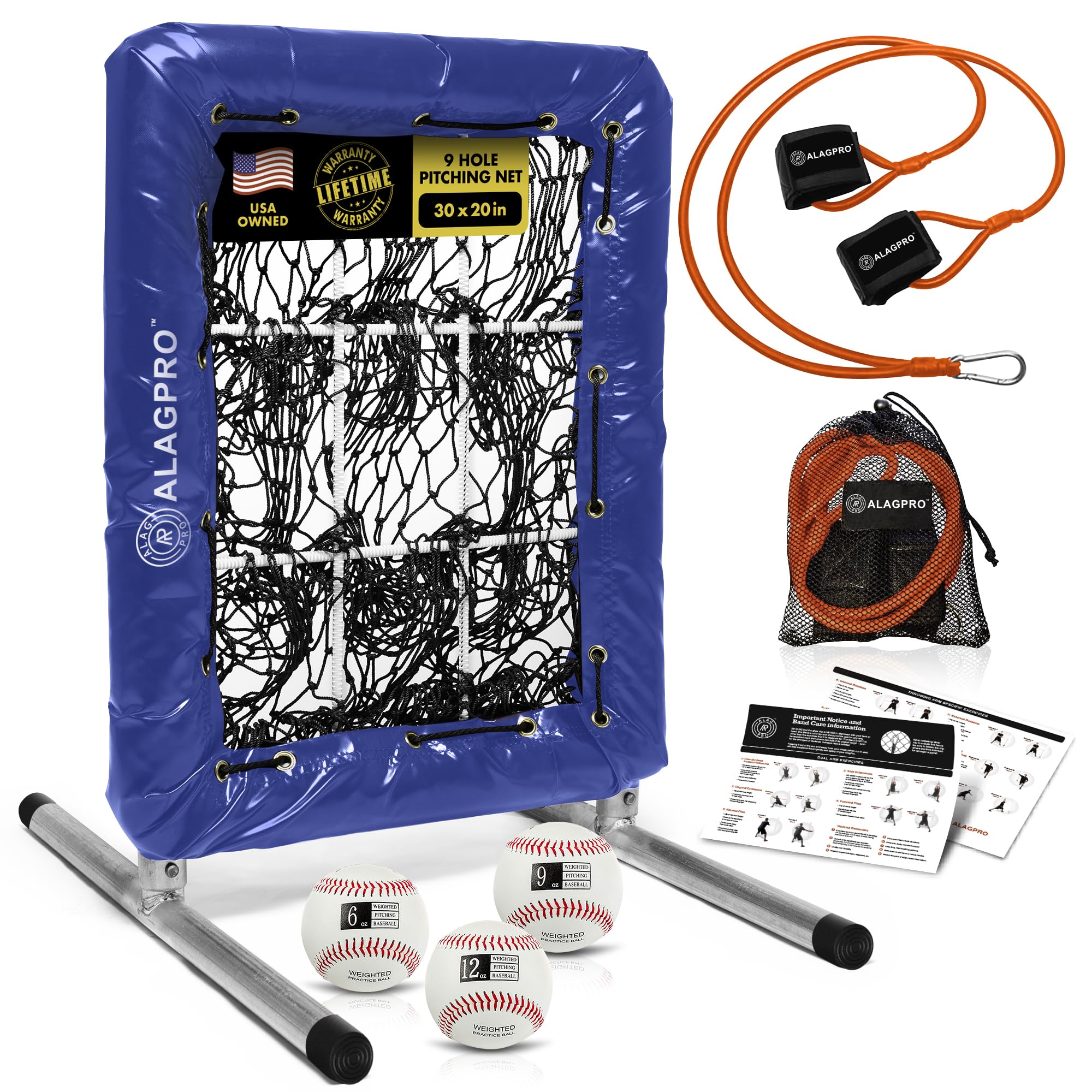 ALAGPRO® Pocket Pitching Net 9 Hole Pitching Target Strike Zone for Baseball & Softball Pitchers - Pro Pitching Aid for Improve Accuracy - Included