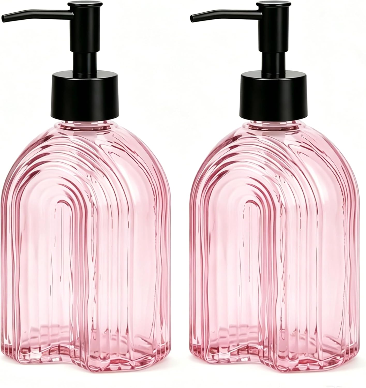 Blue Glass Soap Dispenser 2 Pack, 12oz Refillable for Kitchen Bathroom