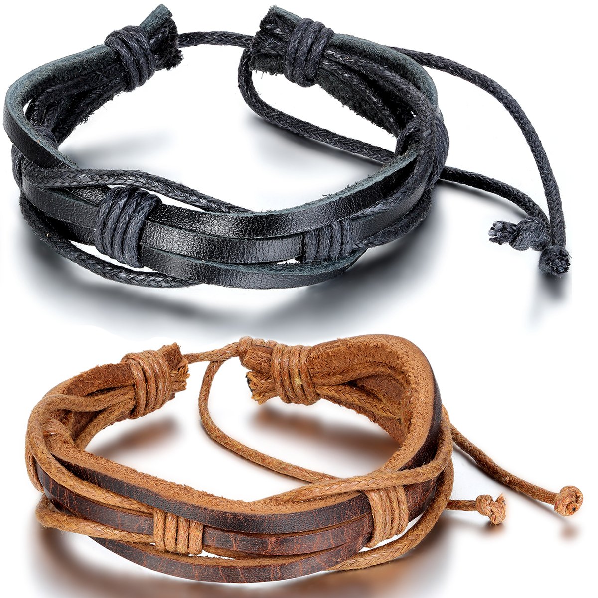 Fashion Leather Wrap Bracelet - Braided Wristband Cuff Bangle For Men & Women