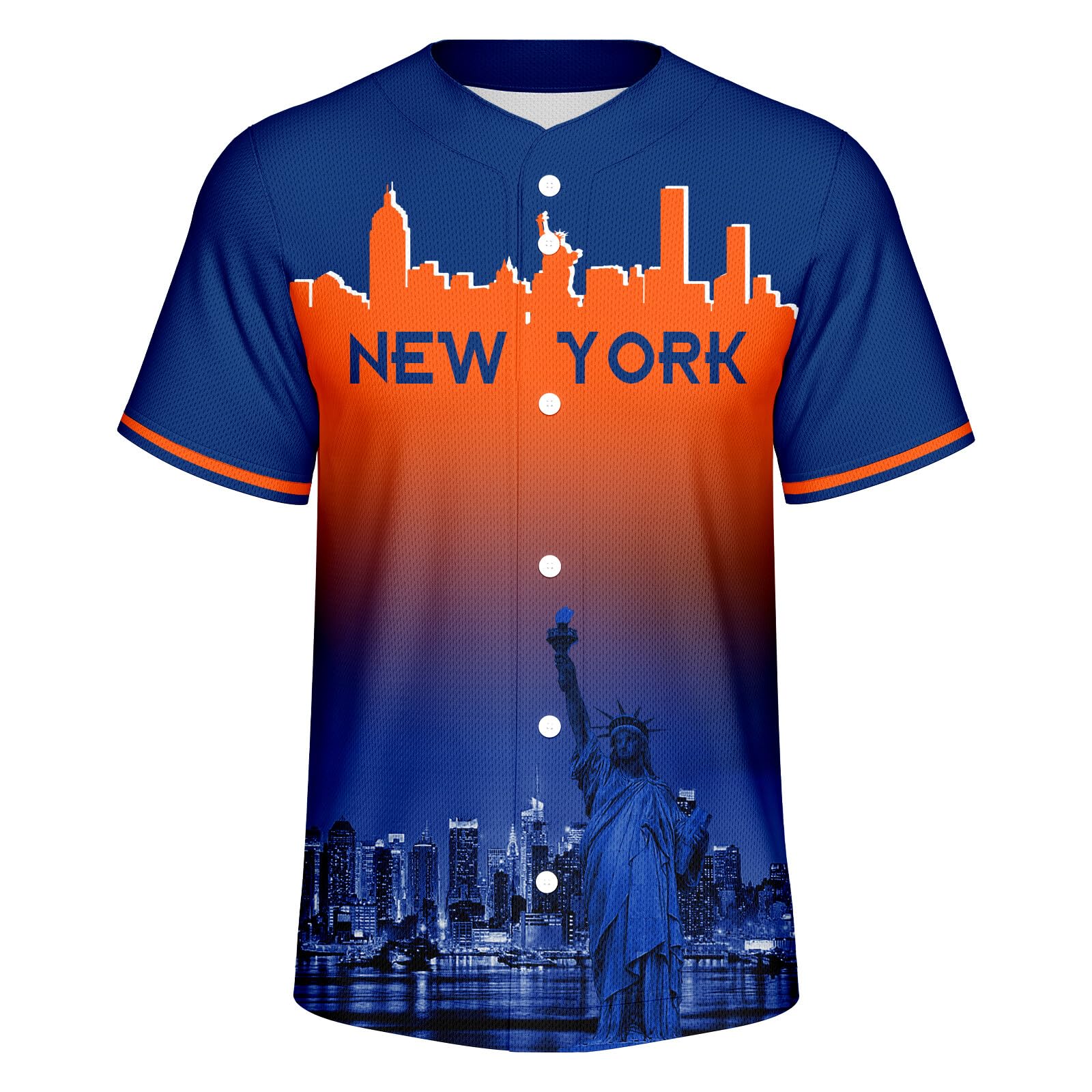 Baseball City Night Skyline Silhouette Jersey Button Down Casual Shirts Streetwear Outfits Fans Tops for Men Gifts S-2XL