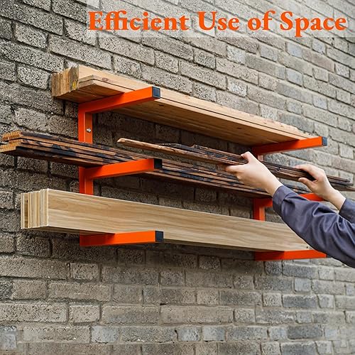 Miniatura 6 de Estante de almacenamiento de madera para montaje en pared, organizador de madera de metal resistente con 3 niveles, cada estante soporta hasta 200