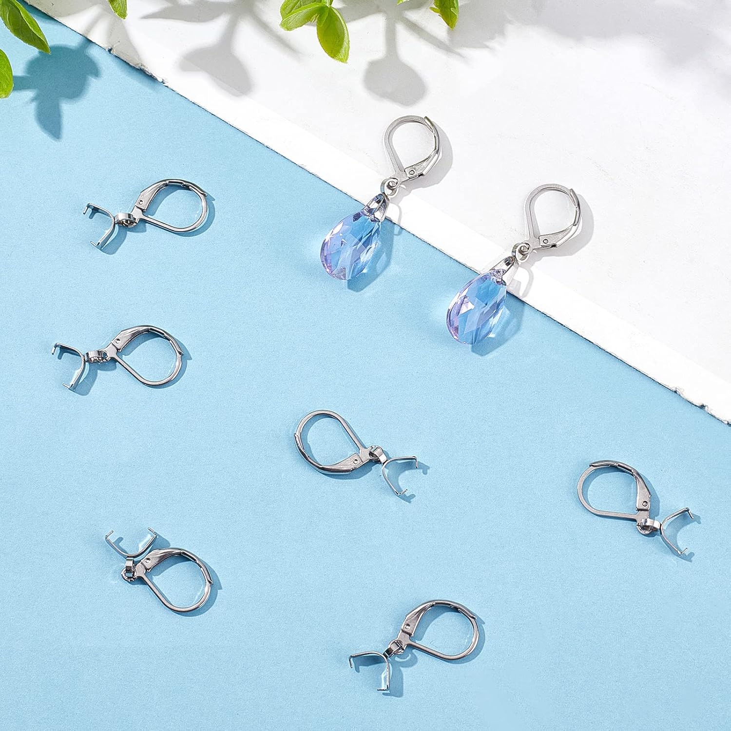 Beebeecraft 1 Box 50Pcs French Earring Hooks Stainless Steel Leverback Earring Findings with Pendant Bails Silver Earring Supplies for Jewelry Making - Image 5