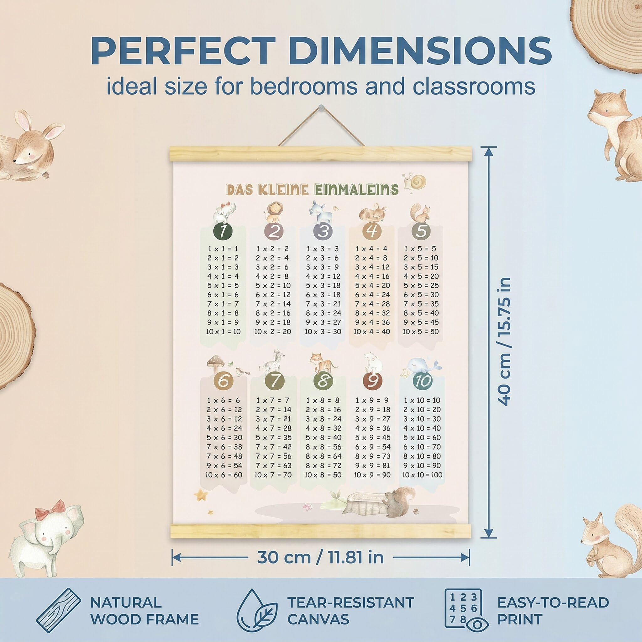 Poster Tabelline per Bambini Gioco Calcolo Matematico Scuola Elementare