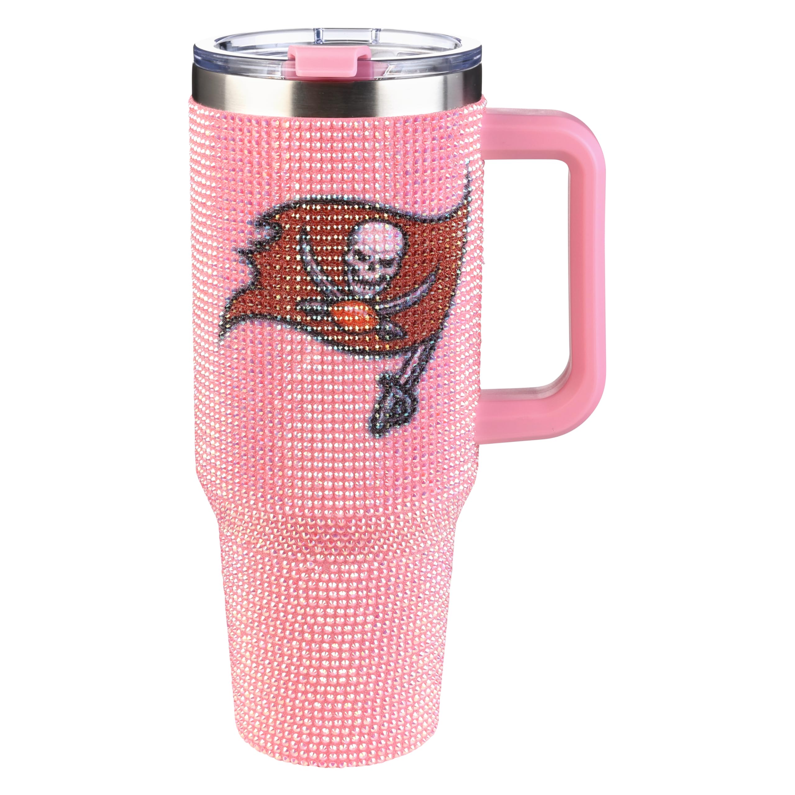 The Memory Company Officially Licensed 40oz Pink Bling Game Day Tumbler, Tampa Bay Buccaneers