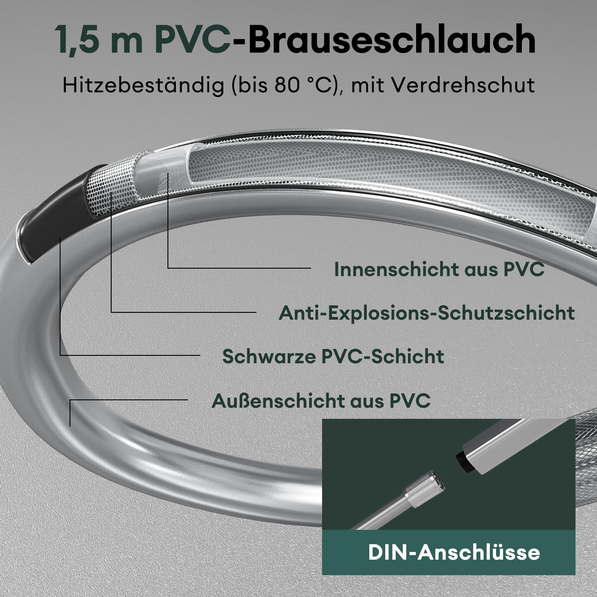 Mai & Mai Badewannenarmatur mit Handbrause, Wannenarmatur Wasserfall Silber | Wandarmatur für Badewanne aus Messing, 5 Strahlarten, Duschbrause mit Unterauslauf und Handbrause DSN-401