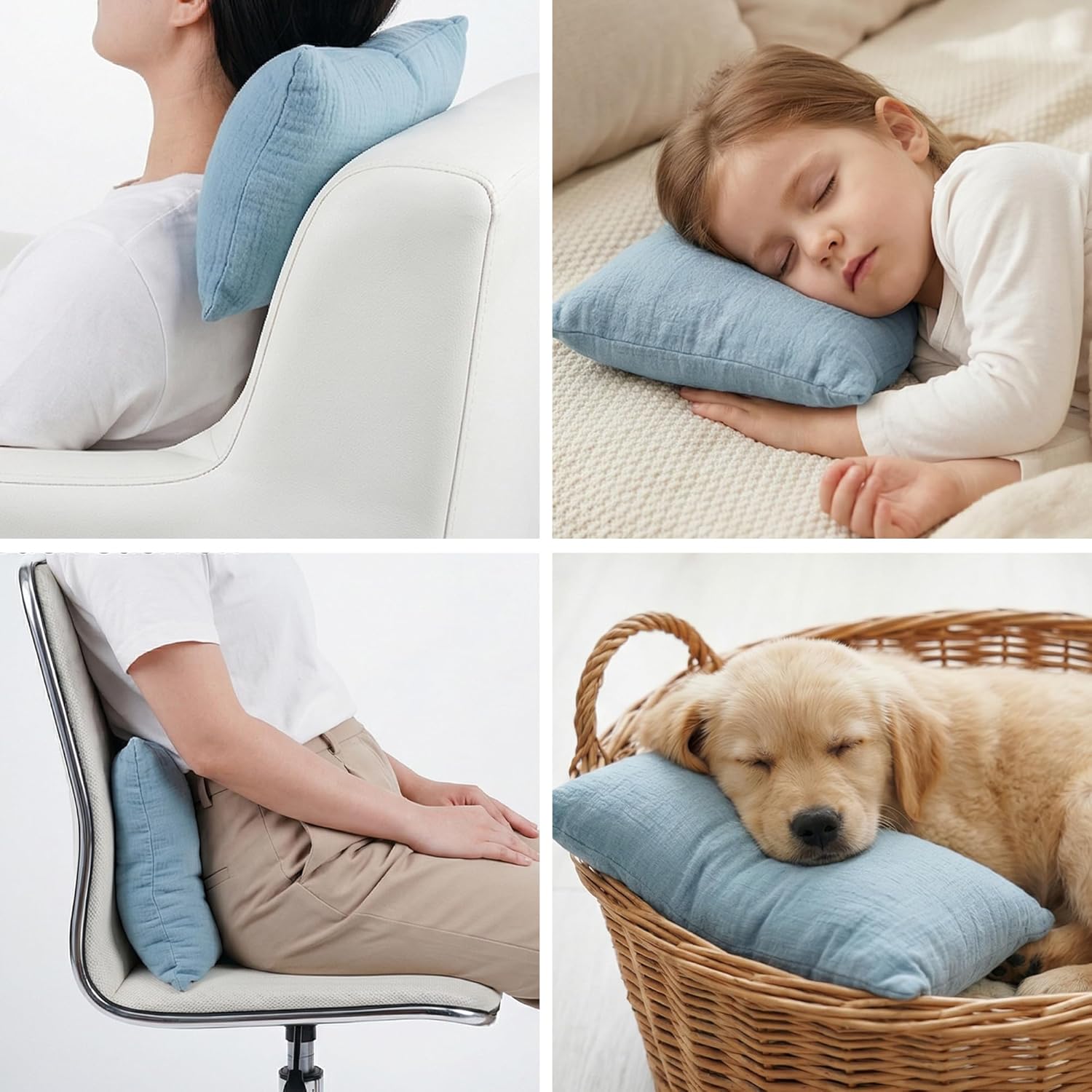 Marrywindix Tiny Pillow 2 Pack Small Decorative Pillow 9.5 x 5.5 in Tiny Travel Pillows Soft Pet Pillow for Camping Travel Sleeping Bed Sofa Neck Knee Wrist Support (Blue) - Image 5