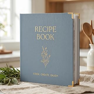 Aesthetic 8.5" x 11" Recipe Binder with Waterproof Cover & Plastic Sleeves