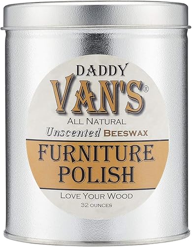 Daddy Van's Esmalte de cera de abeja natural sin perfume, no tóxico, sin olor, cera de madera, nutre muebles, antigüedades, armarios y bloque de