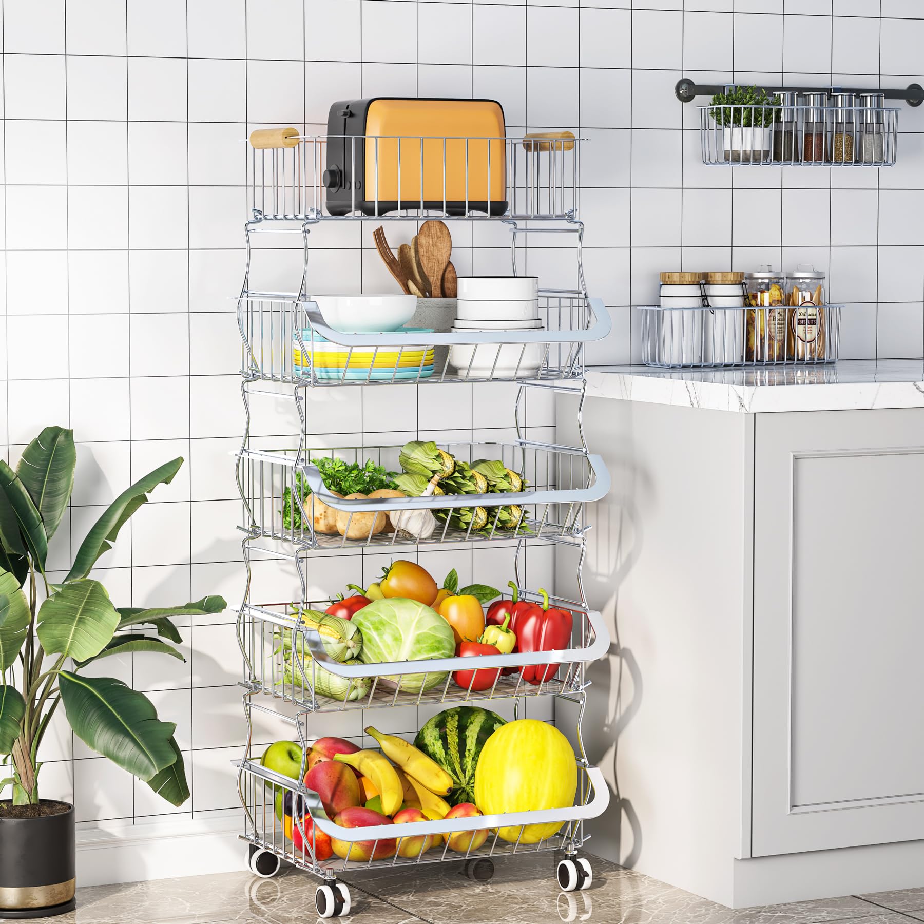 Rolling Computer Cart Basket