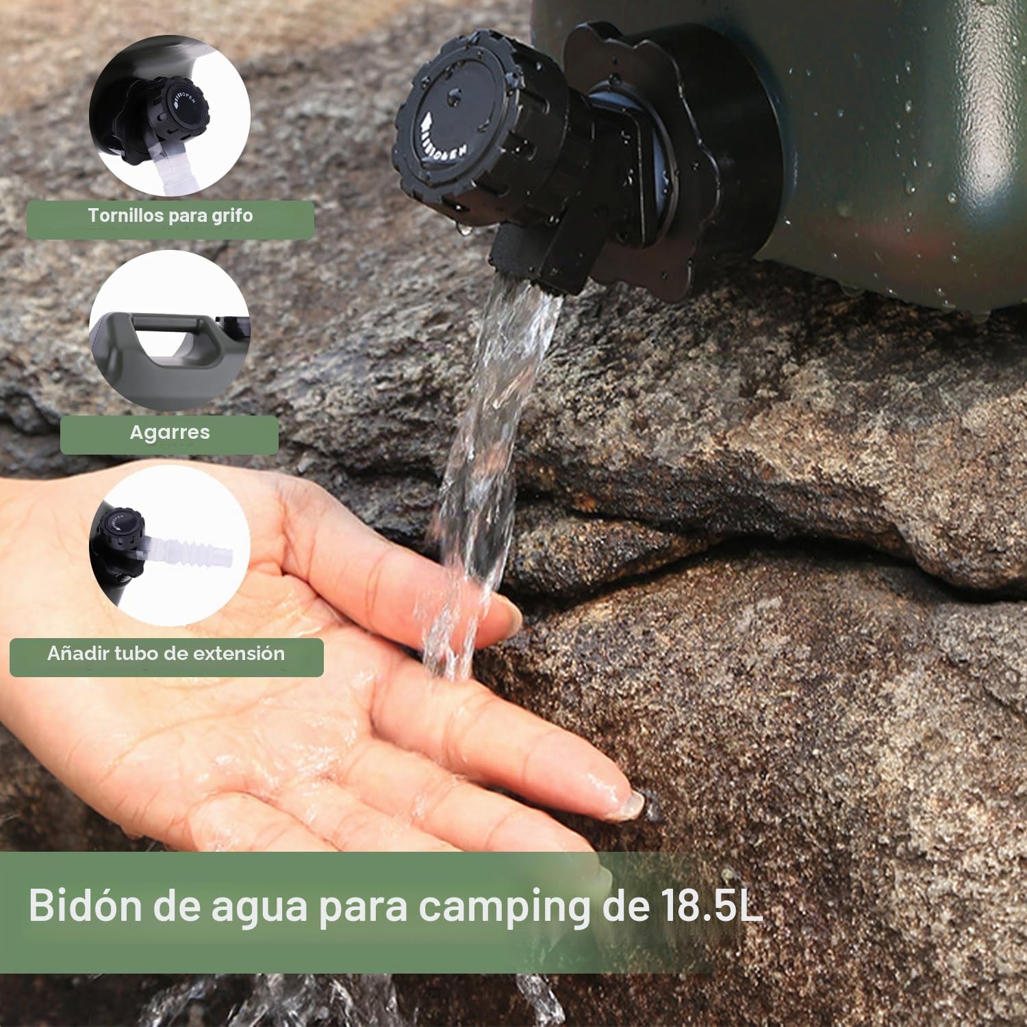 Umikk Bidón de agua con grifo de 10 – 18 L, para camping, sin BPA, bidón de agua potable, bidón portátil multiusos, depósito de agua, depósito de agua para camping con asas
