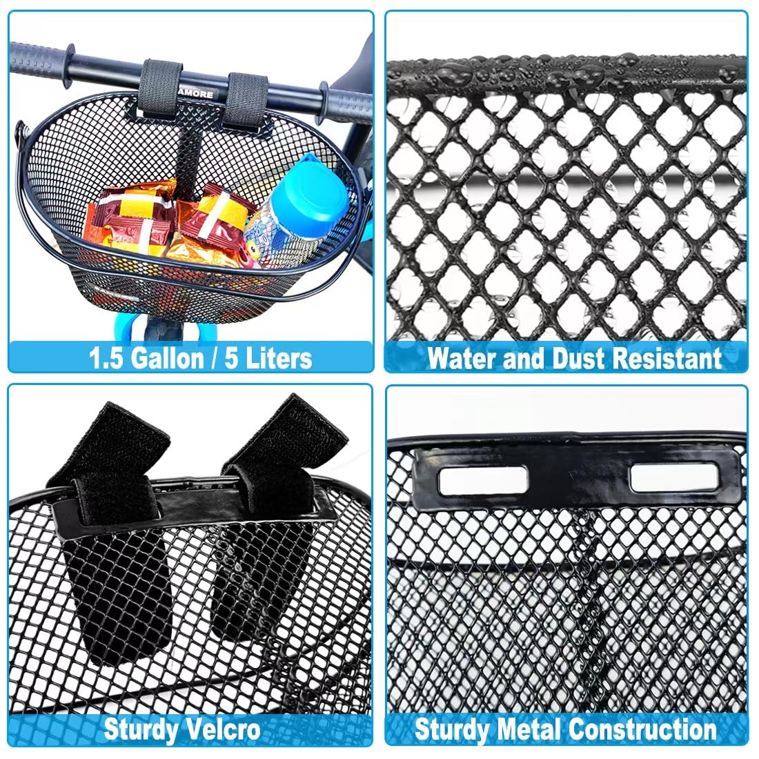 SAMORE Cesta de bicicleta para niños con asa