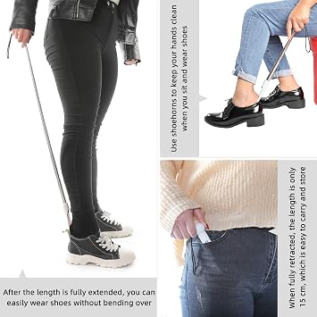 Fanwer Shoe Horn 36.2Shoe Horn Long Handle Foldable Shoe Horn Travel for Seniors Pregnant Back Pain