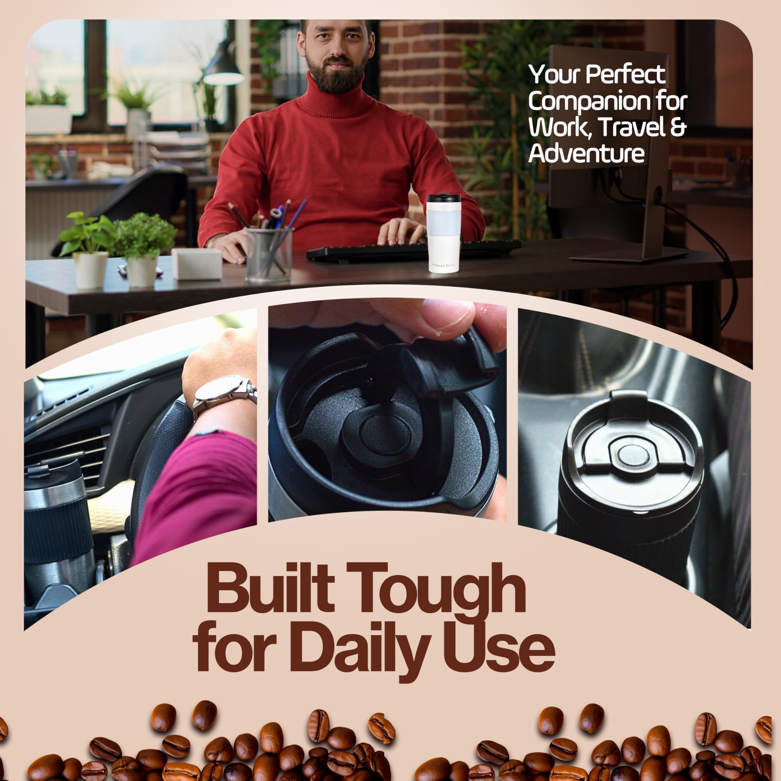 15oz French Press Travel Mug (White) thumbnail 7