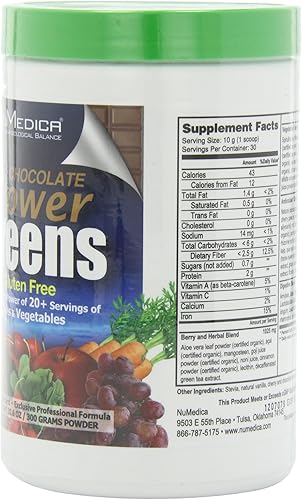 Miniatura 2 de NuMedica - Chocolate Power Greens - 10.58 oz  30 porciones