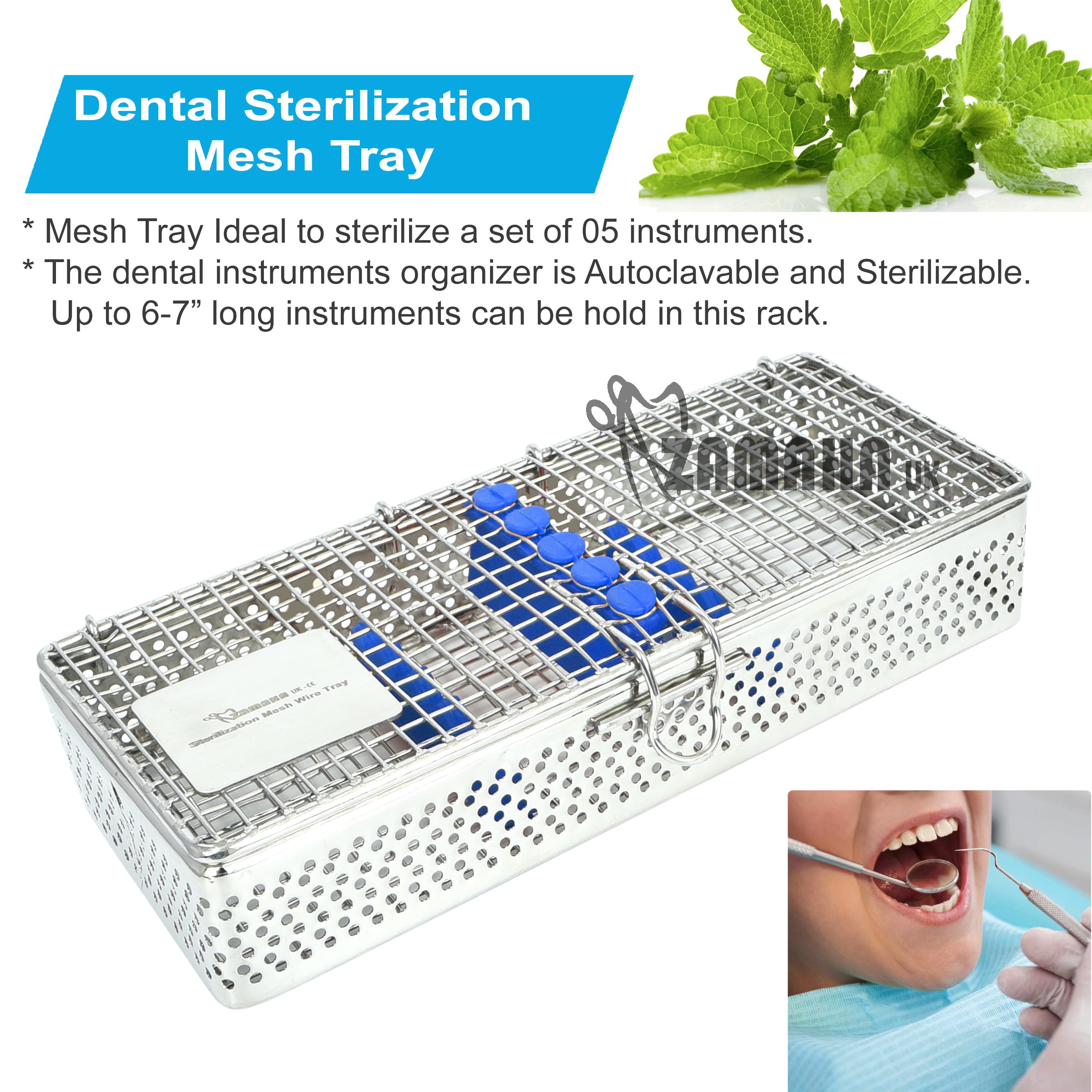 Caja de bandeja de casete de esterilización de autoclave de malla, diseño premium para dental, organizador de instrumentos para 05 piezas