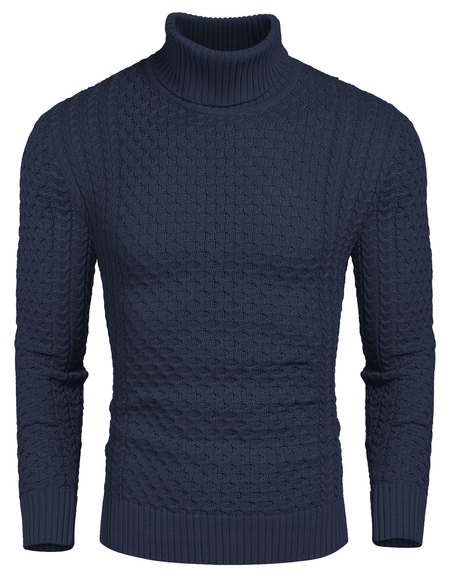 Pull à col roulé homme noir hiver COOFANDY pull chaud coupe ajustée couleur unie S - 7