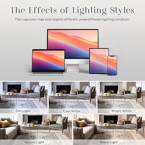 Miniatura 7 de Phantoscope Vintage Collection - Alfombra de área de 8 x 10 pies, alfombra grande para sala de estar, alfombra bohemia lavable, antideslizante para