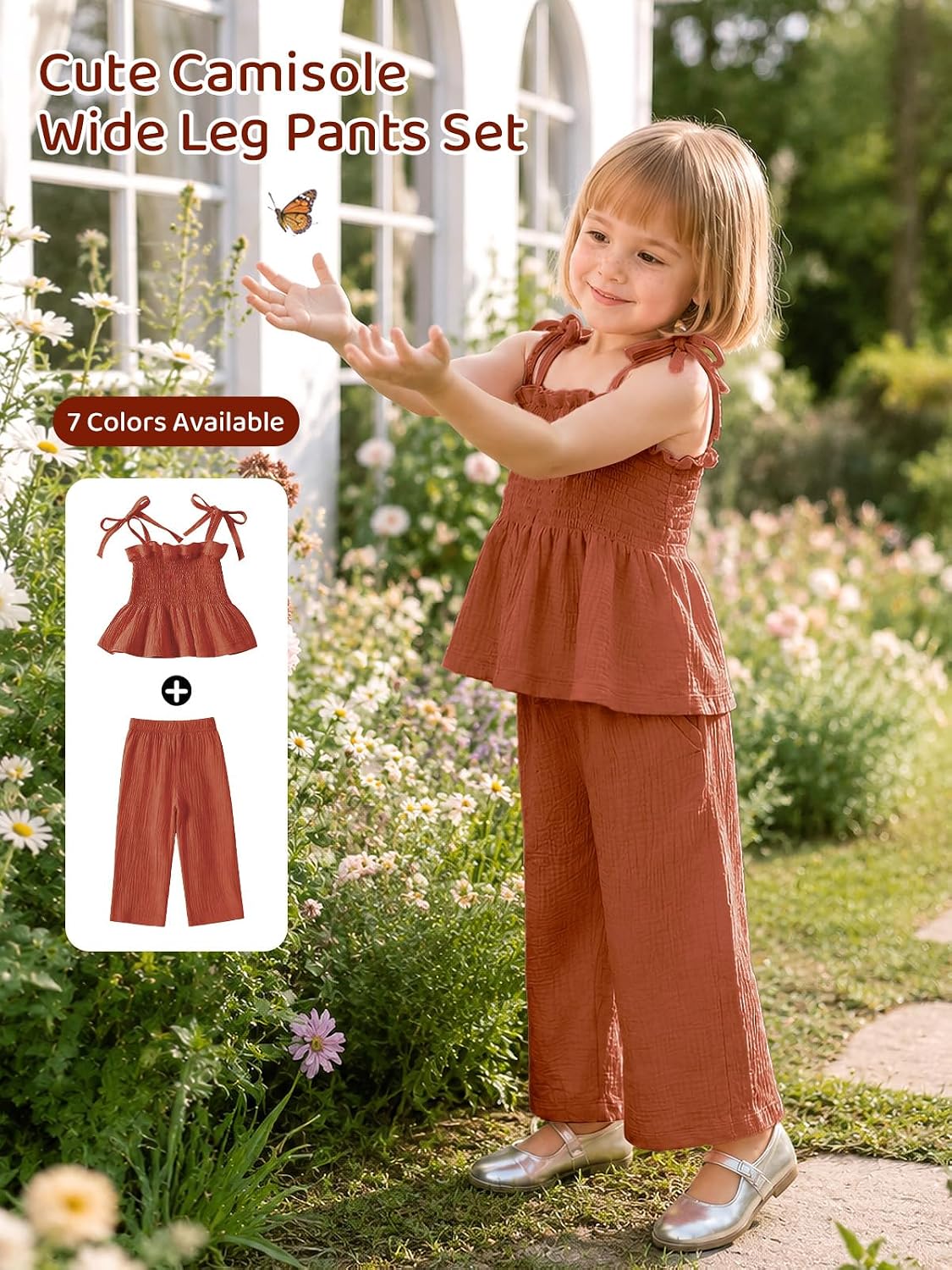 Miipat Baby Girl Summer Outfit 2Pcs Sleeveless Pants Set Infant Toddler Spaghetti Strap Ruffle Crop Top Clothes Set