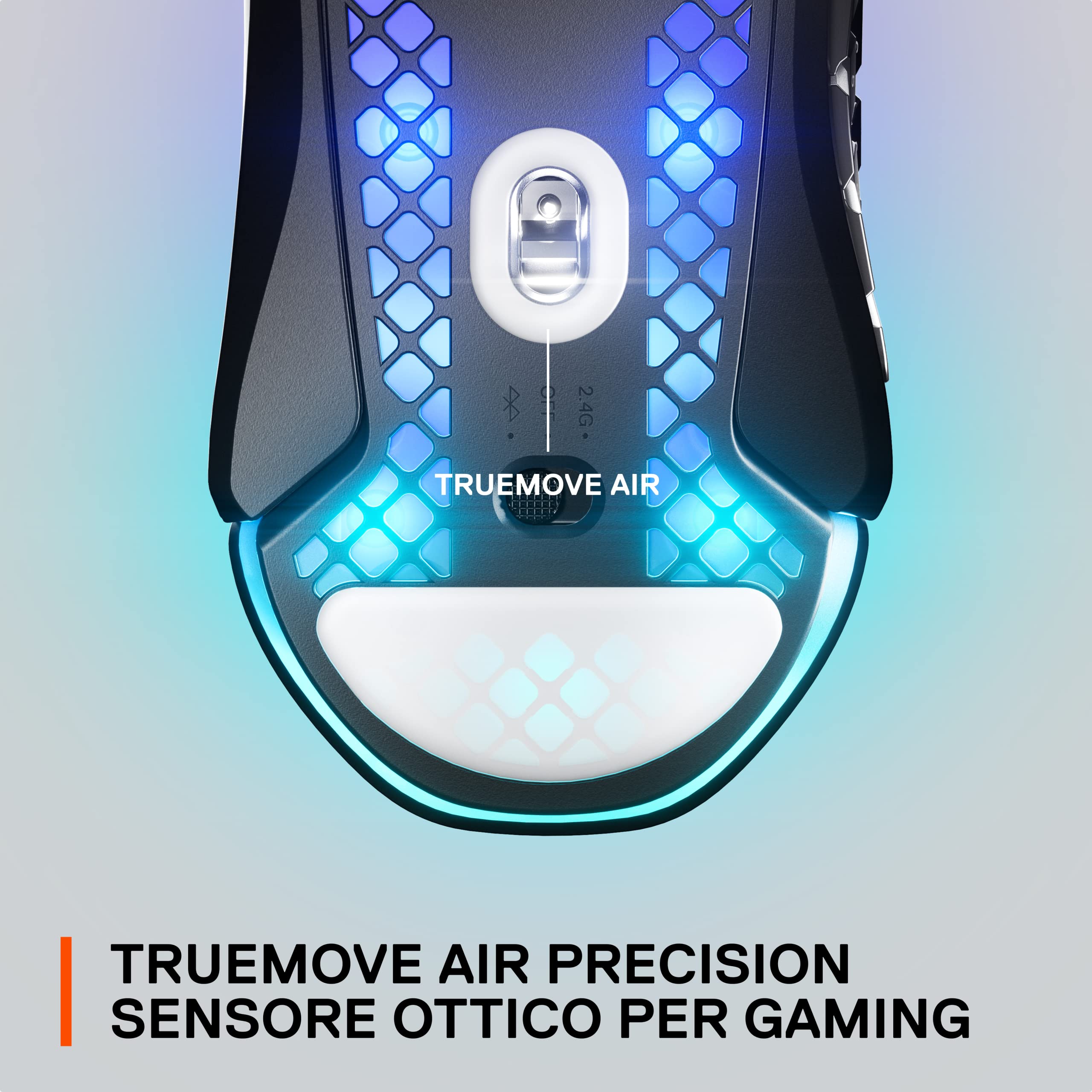 SteelSeries Aerox 9 Wireless - Mouse da gioco RGB traforato - Design ultraleggero e resistente all'acqua - 18 pulsanti - Bluetooth/2,4 Ghz - Sensore ottico TrueMove Air da 18K DPI