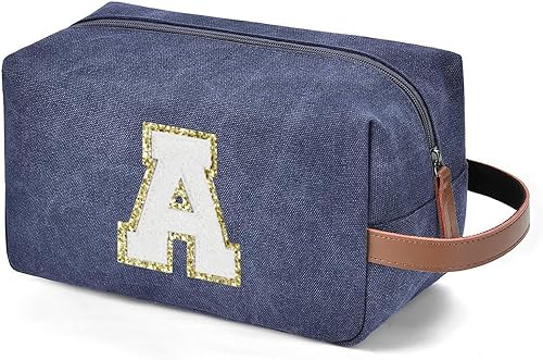 UTOTEBAG Neceser de iniciales para hombre, regalos de Navidad, Azul, A