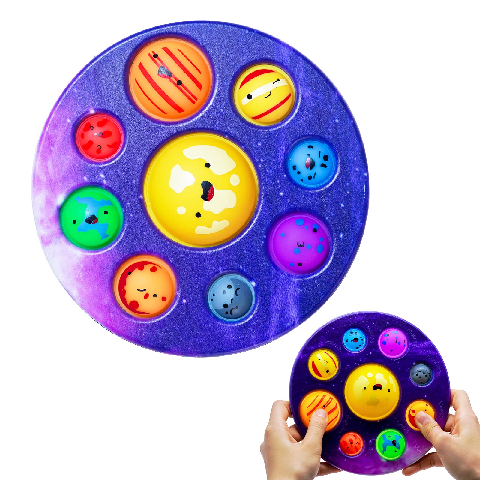 Matchone Solar System Dimple Fidget Toys, Simple Planet Dimple Oversize Fidget Toys Space Astronomy Educational Toys, Sensory Anxiety Relief Silicone Pressure Stress ADHD Fidget Toys