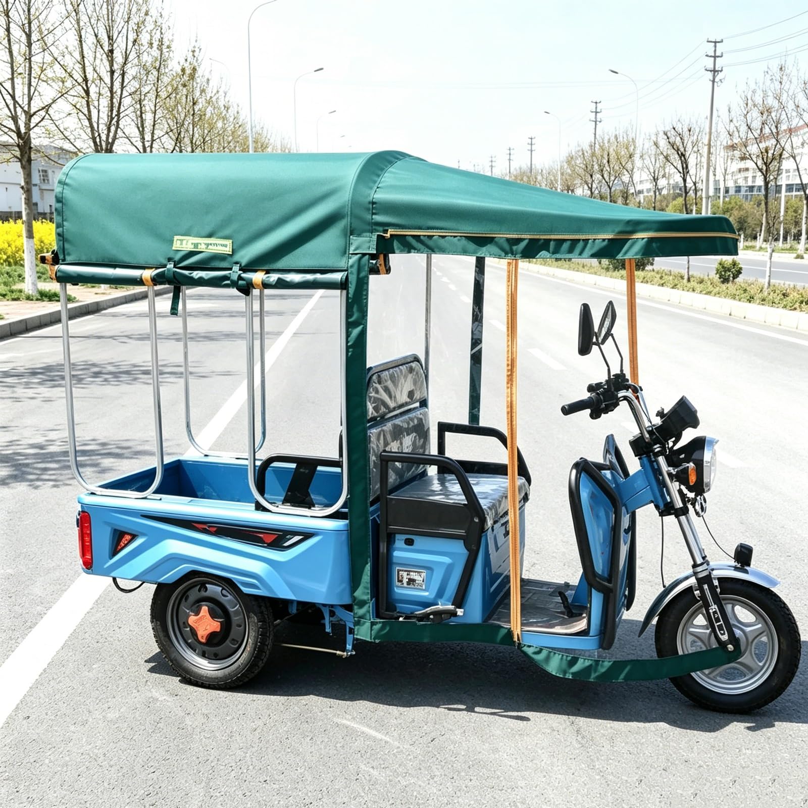 Cmycyddply Blue Heavy Duty Electric Cargo Tricycle Canopy – Waterproof Awning Cover For Enclosed Trike, All-Weather Sun & Rain Shield(,120X90cm/47.2X35.4")