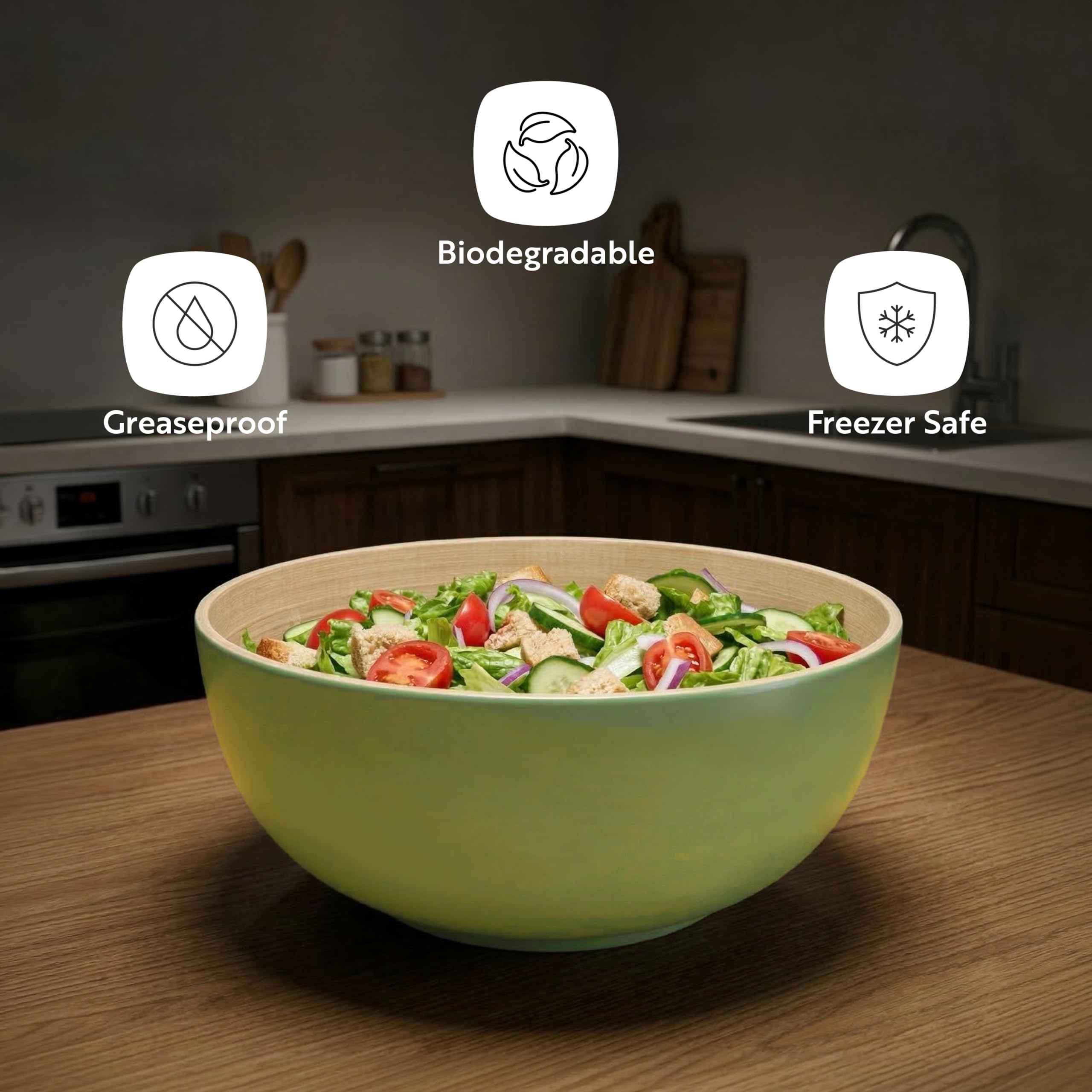 Restaurantware - Bambuddha - Ensaladera pequeña de 15 onzas, 1 cuenco redondo de alta resistencia, sostenible, reutilizable, de bambú verde, para servir ensaladas, frutas y aperitivos