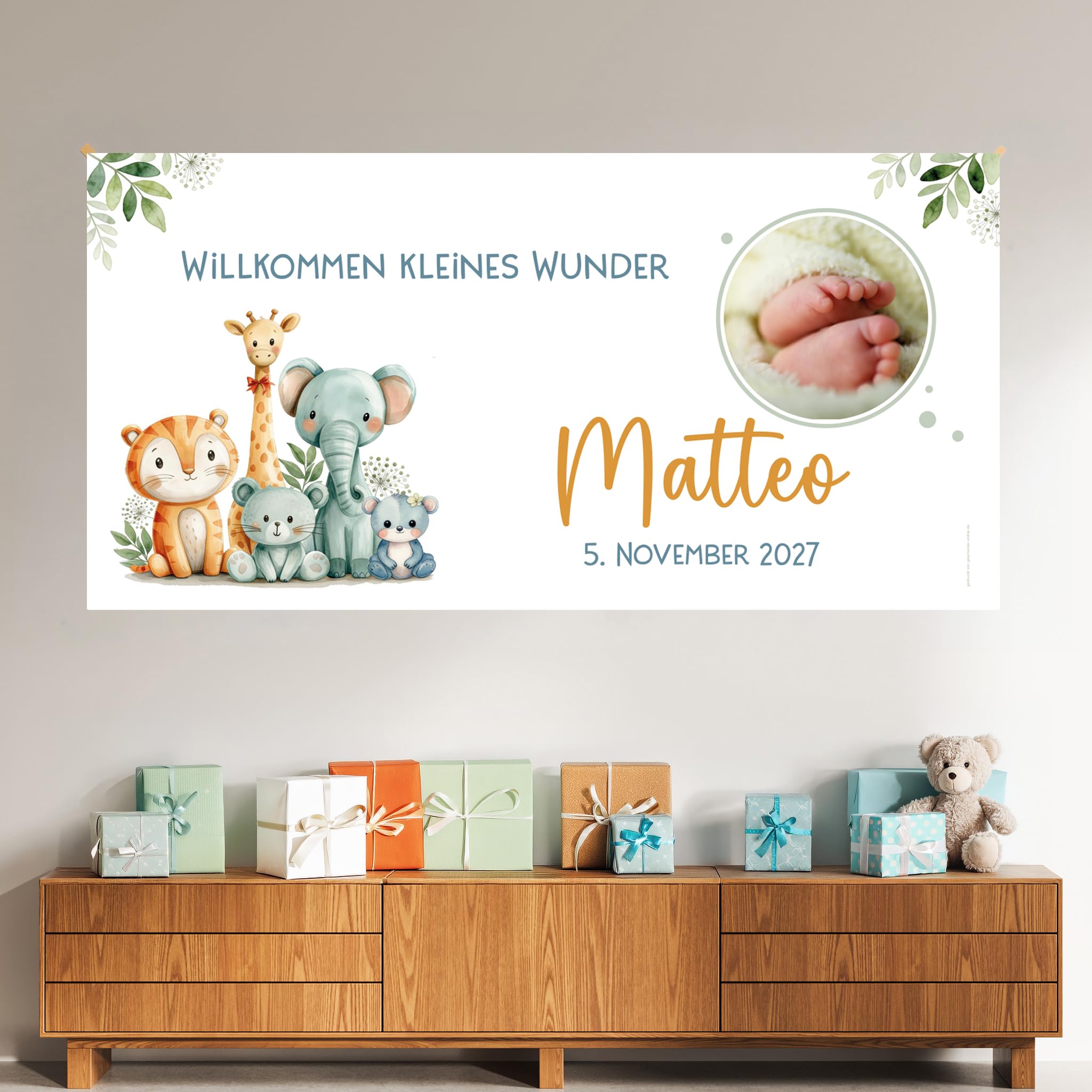 Striefchen® Banner zur Geburt personalisiert mit Name & Foto