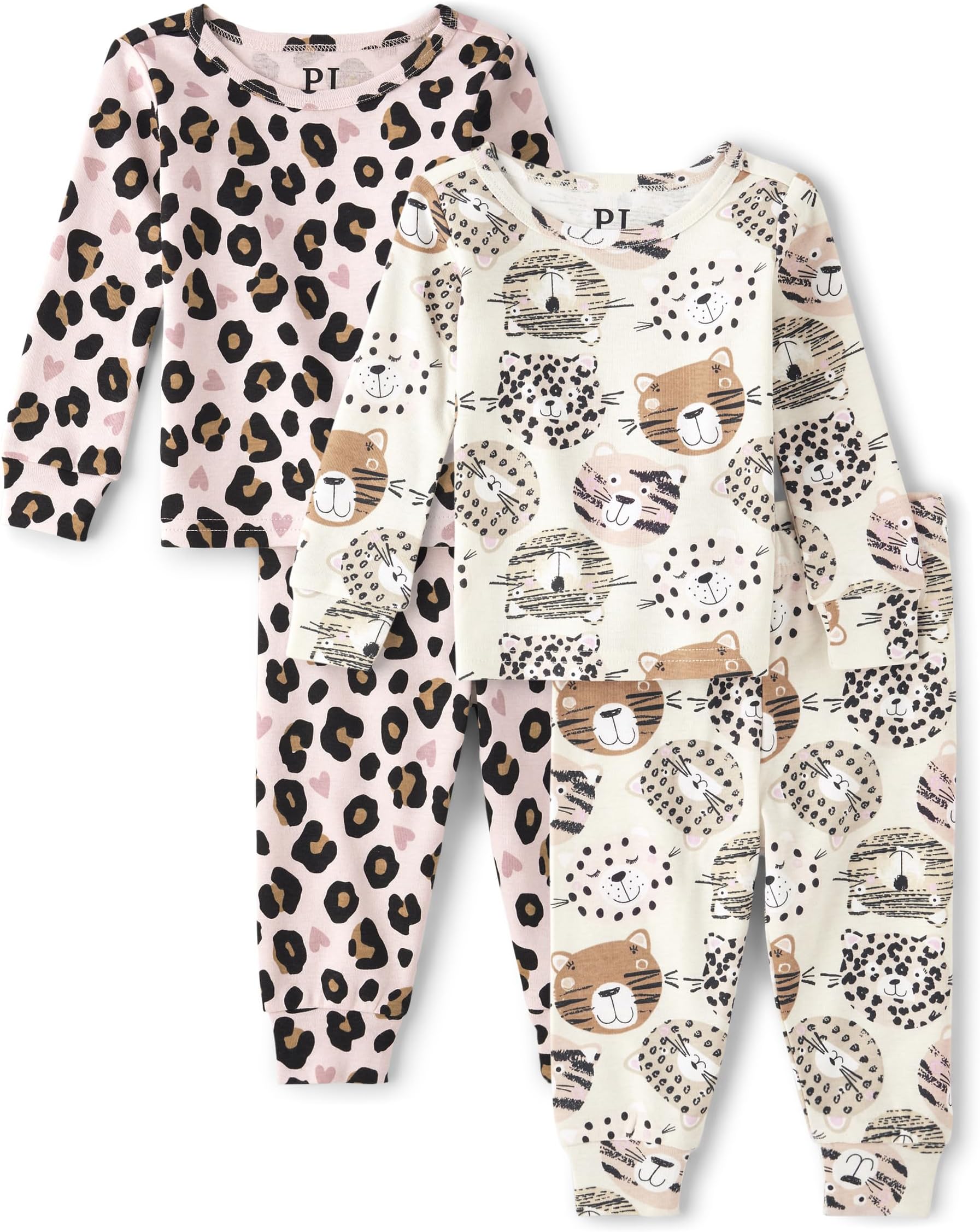 The Children's PlaceBaby Girls' and Toddler Long Sleeve Top and Pants Snug Fit 100% Cotton 4 Piece Pajama Set
