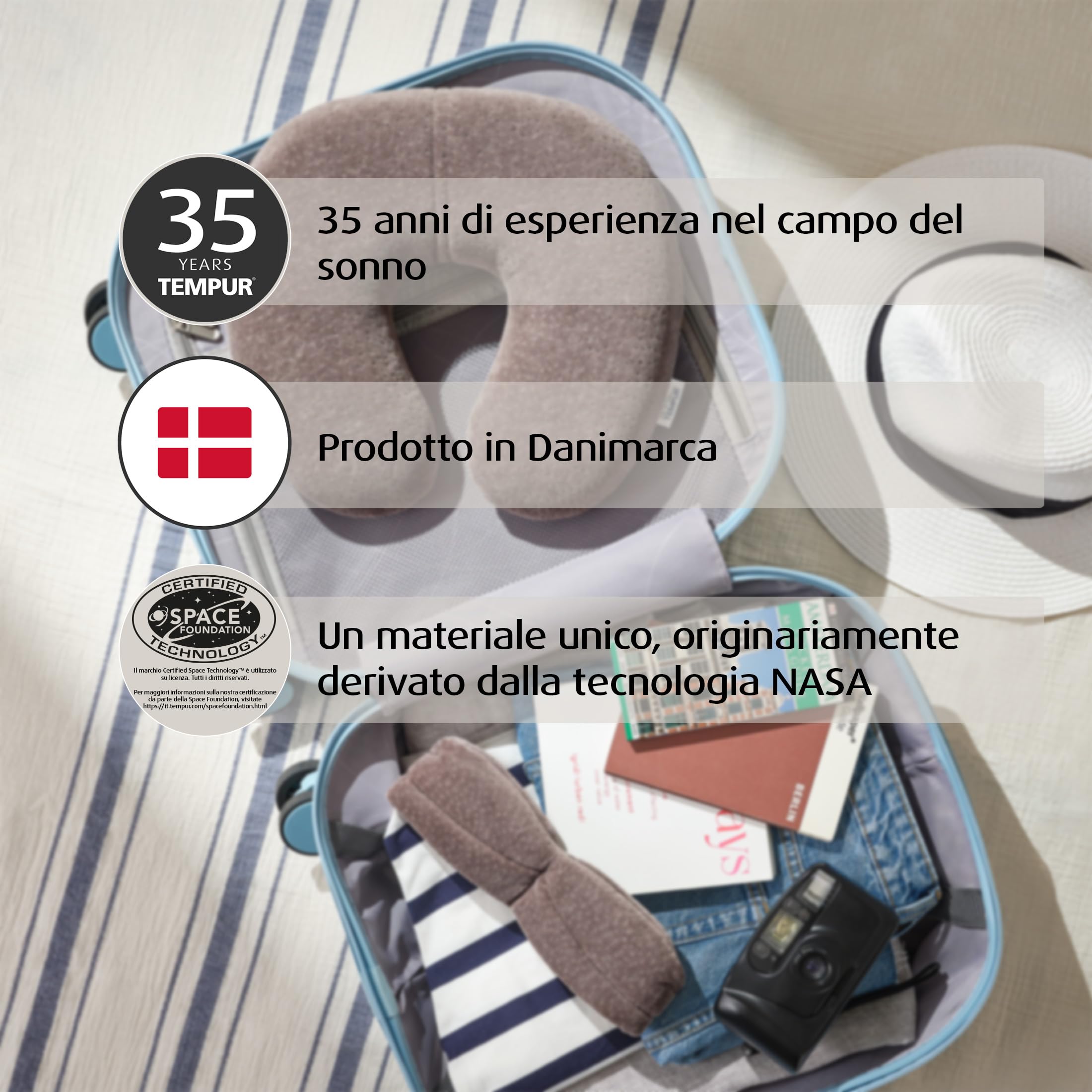TEMPUR Mascherina sonno, universale regolabile, oscurante per profondo riposo, Grigio