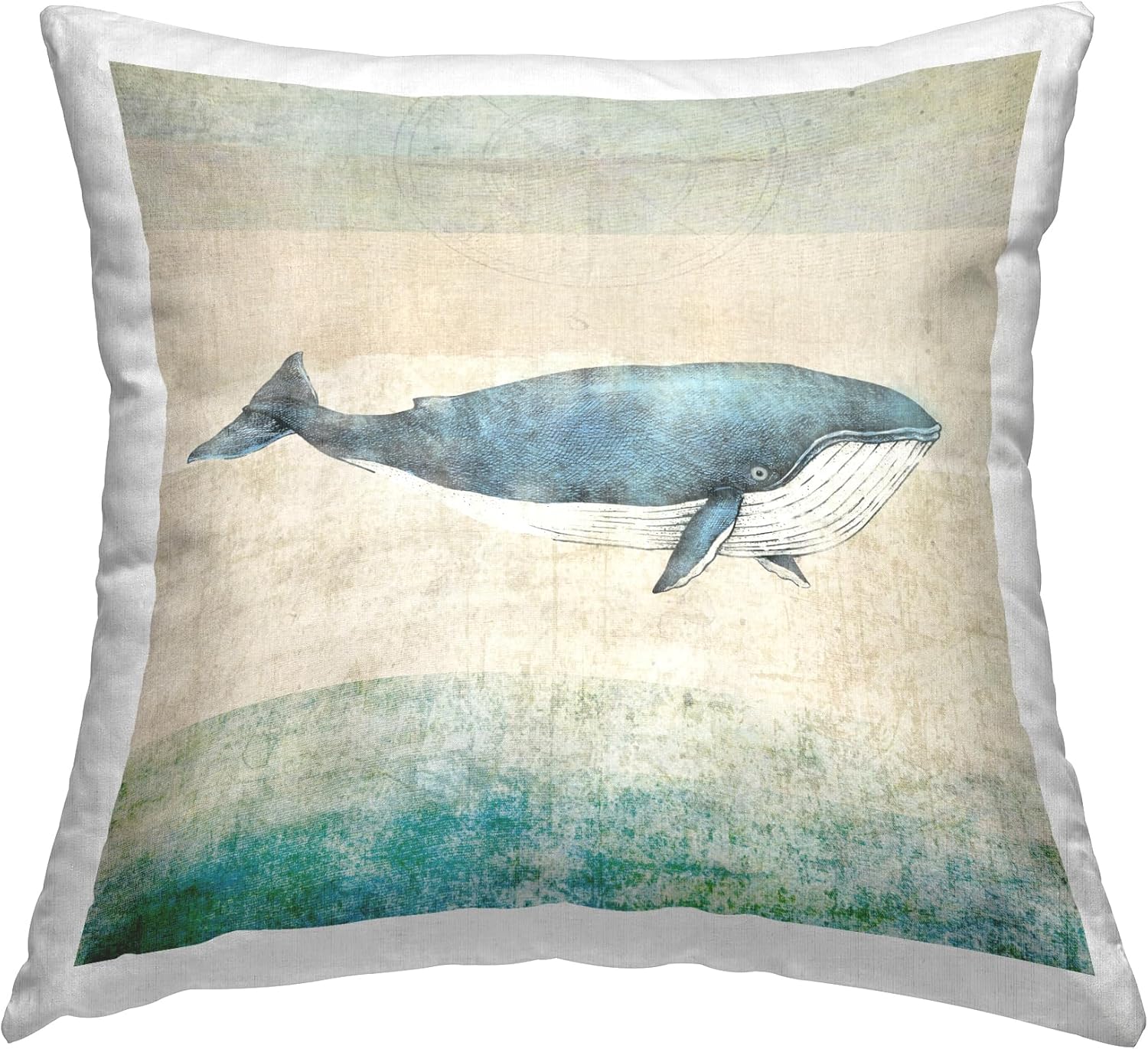 Stupell Industries Rustic Maritime Whale Design by JG Studios Indoor Printed Throw Pillow, 18 x 7 x 18, Beige