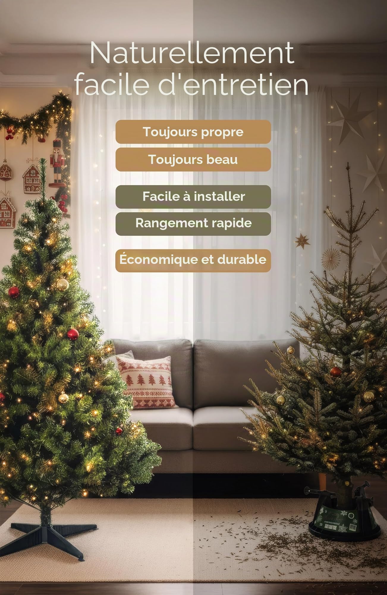 4smile Sapin de Noël artificiel de 180 cm, facile d'entretien, peu coûteux, festif, convaincant pour 10 ans