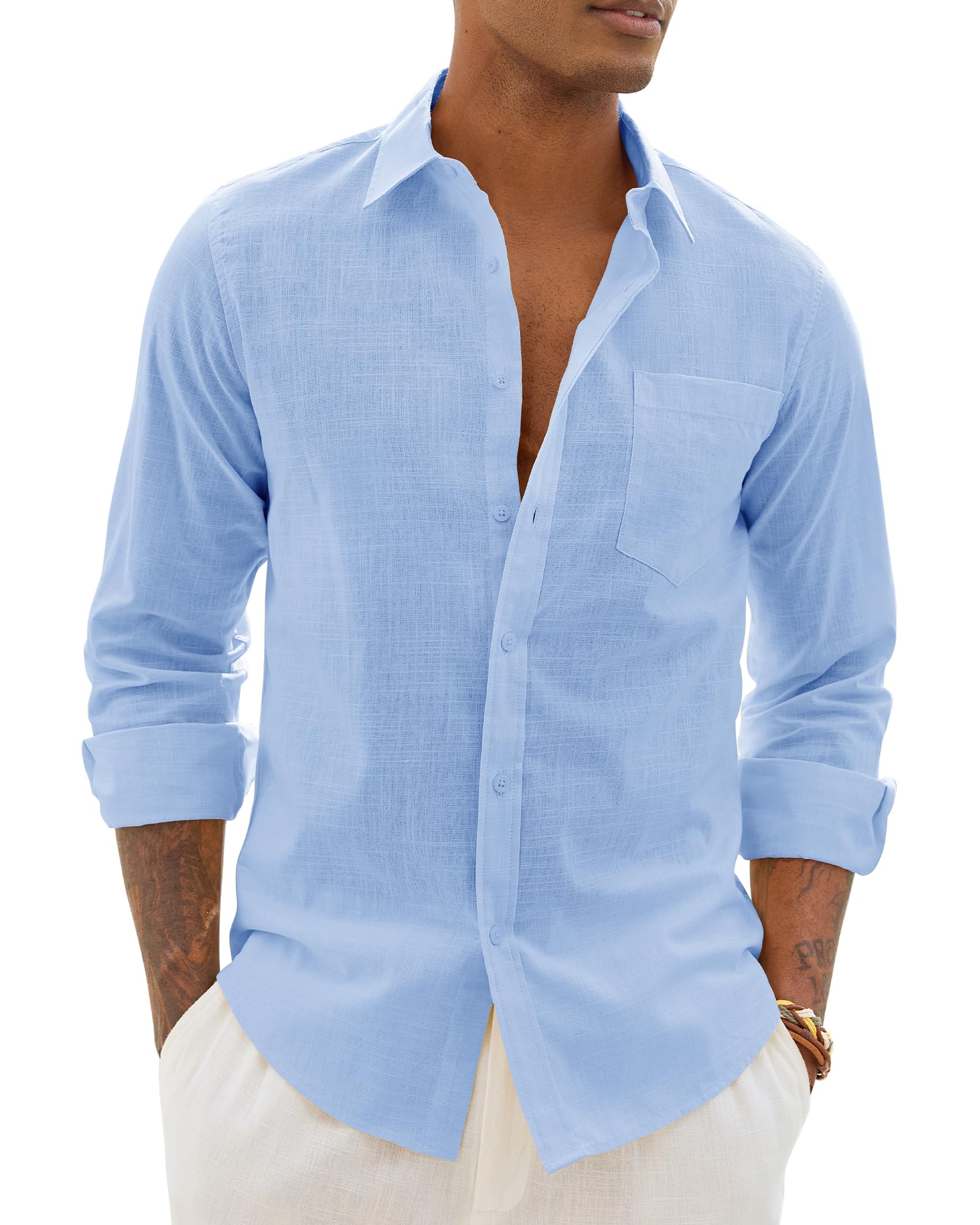 Alimens & Gentle Mens Cotton Linen Textured Shirt