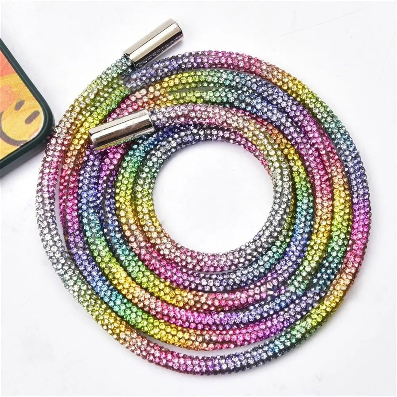 SJZHUYUE Replacement Rhinestone Drawstring Cord 120cm 6mm Multicolor(Rainbow)